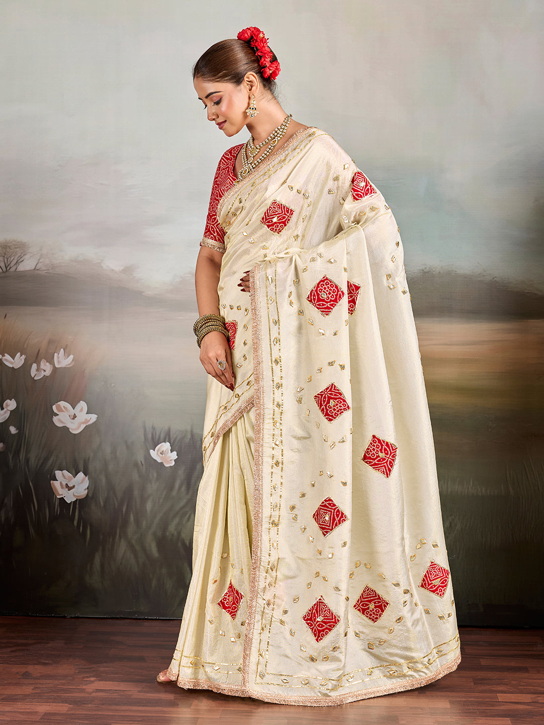 Buy Designer Style Saree WithGotaPatti Work Kcpc