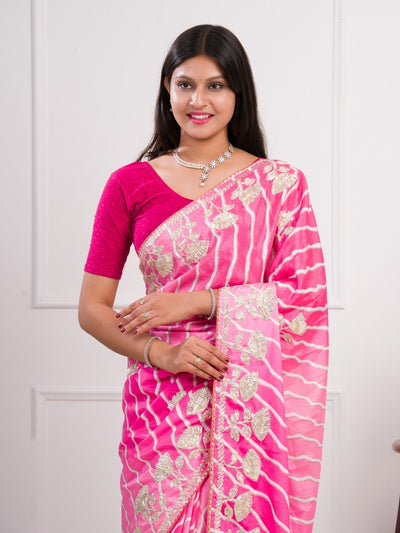KcPc Latest Satin Silk Multicolored Tifli Leheriya Gotapatti work Saree 1 SANA