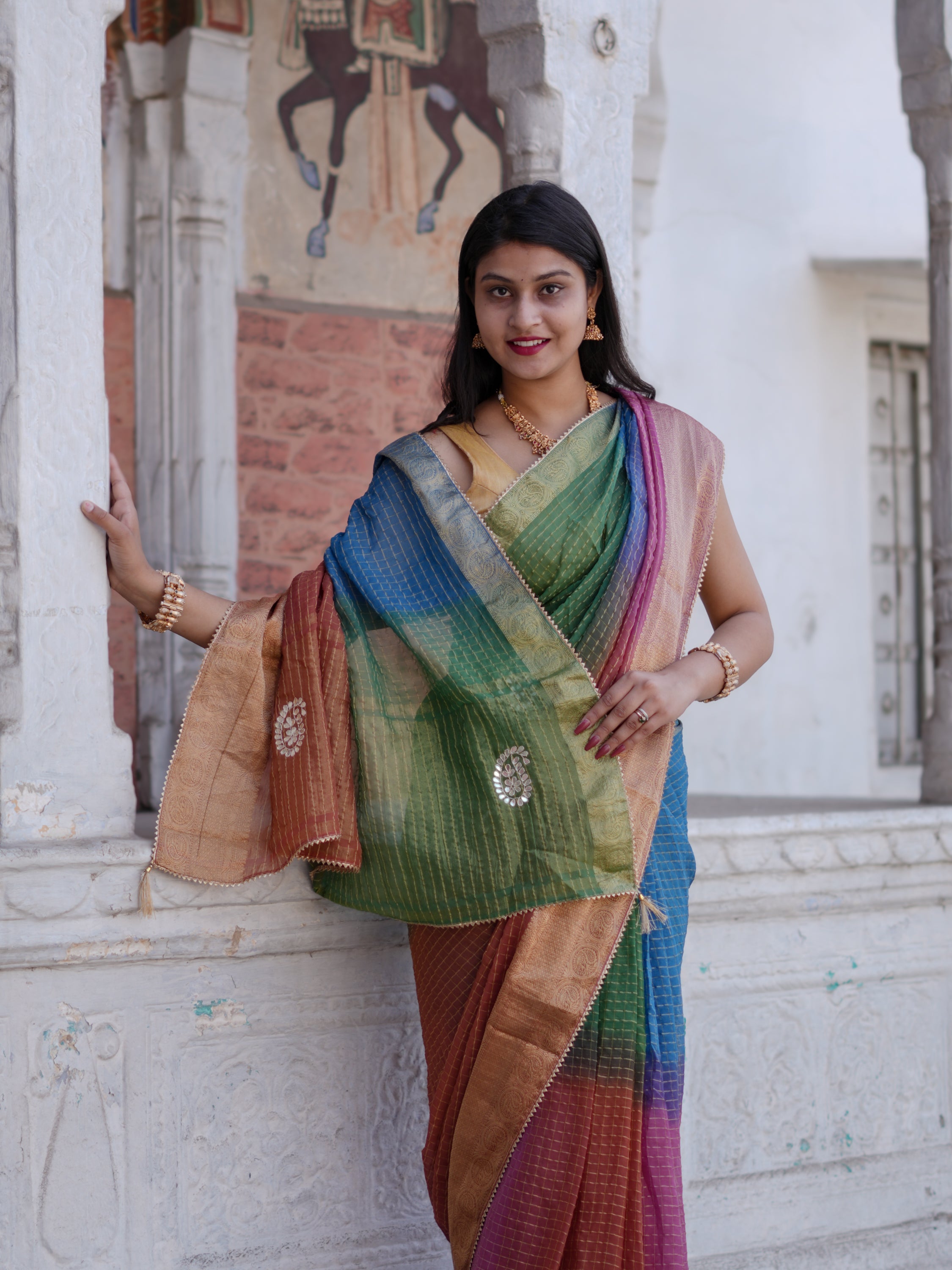 Buy Banarasi Organza Saree With Festive Wear Kcpc image 5