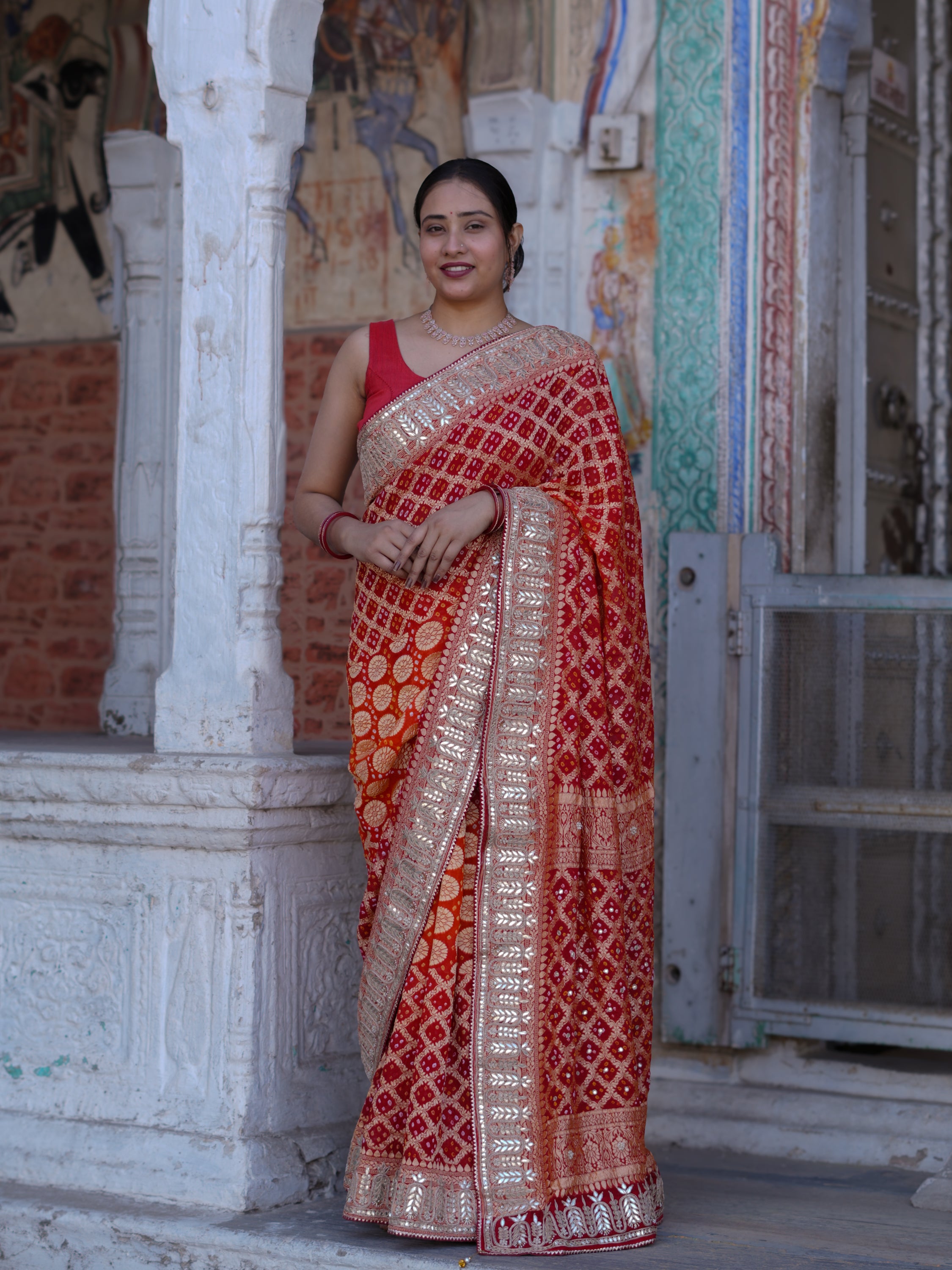 Buy Traditional Saree with Gotapatti Finish KcPc