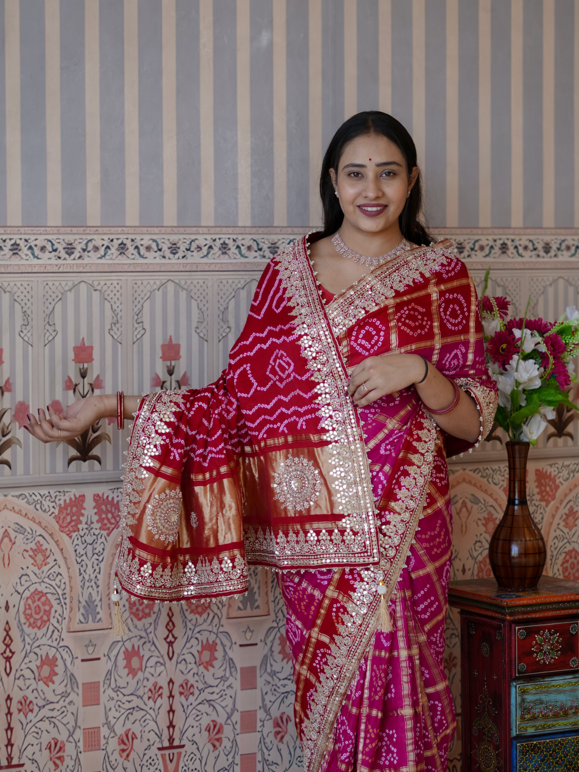 Buy Graceful Saree with Gotapatti Detailing KcPc