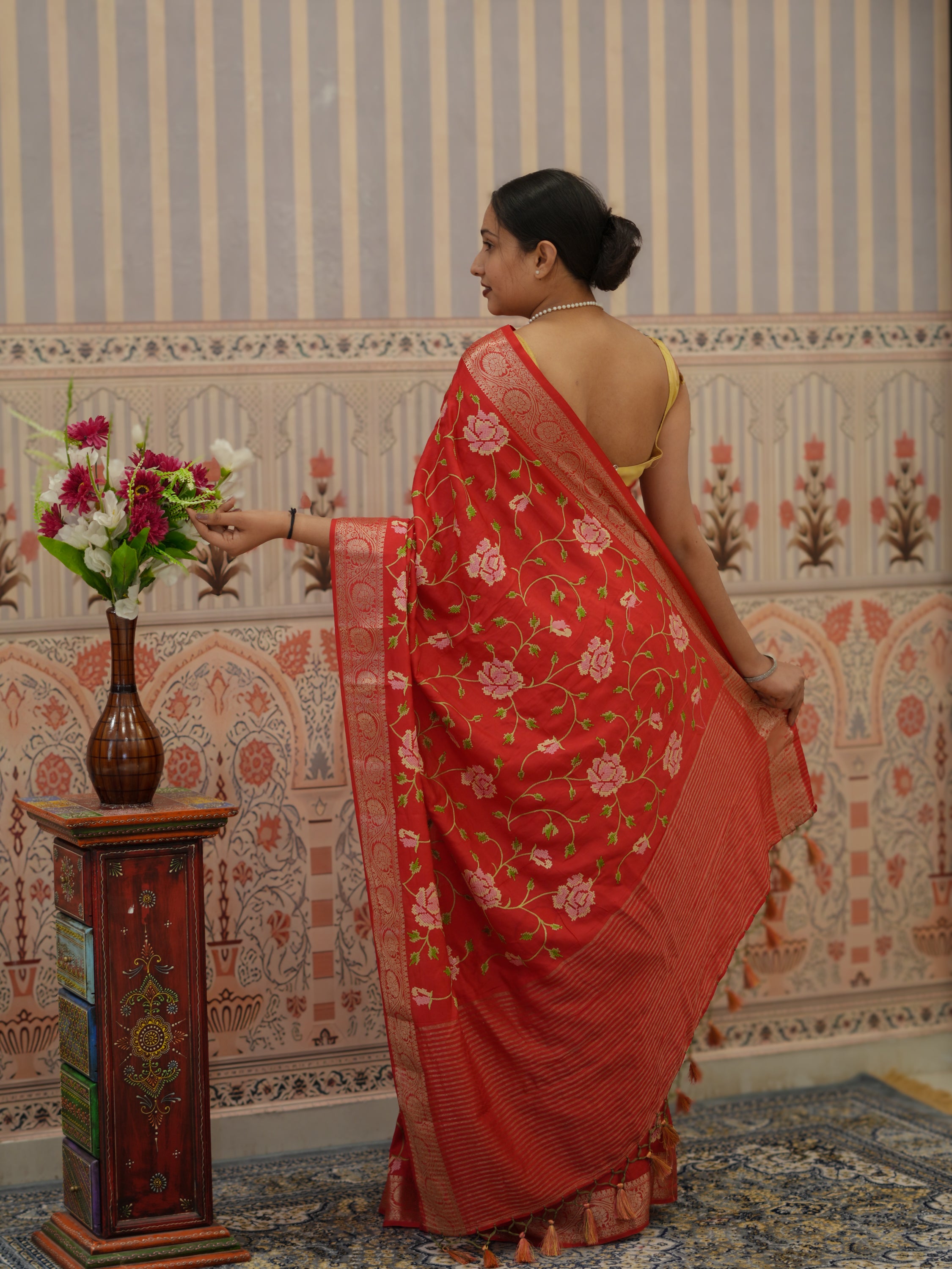 Buy HO Silk Banarasi Style With Kashida Work Saree Kcpc