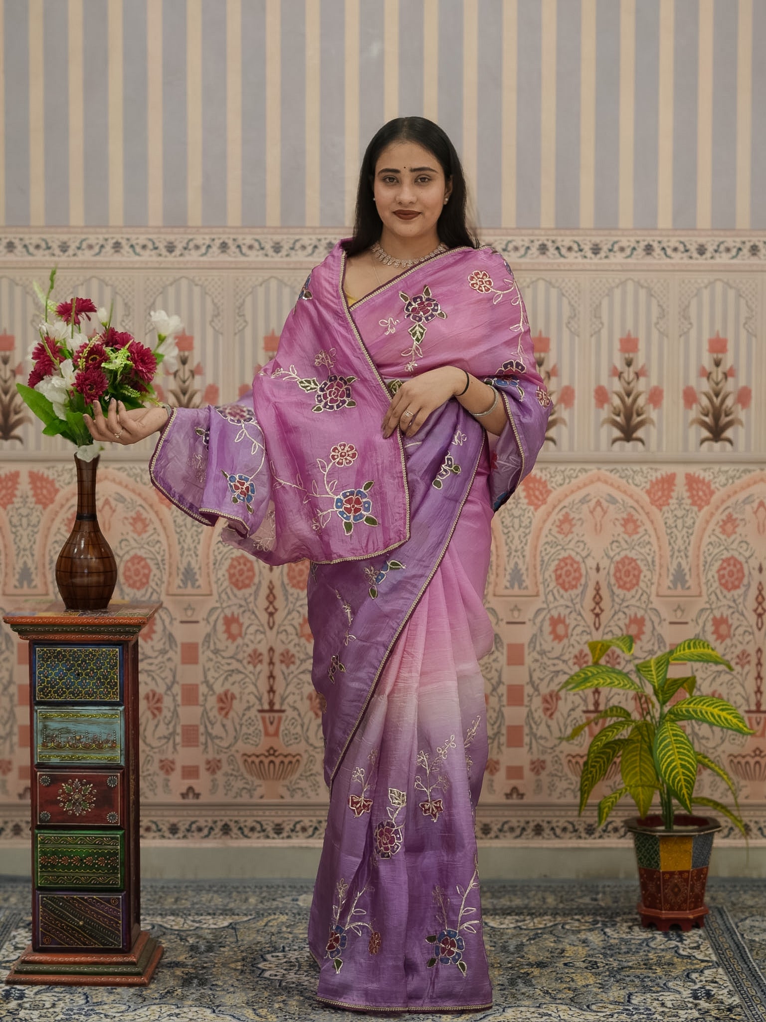 KcPc New Tissue Silk Bollywood Style With Silver Gotapatti Work Saree SWA