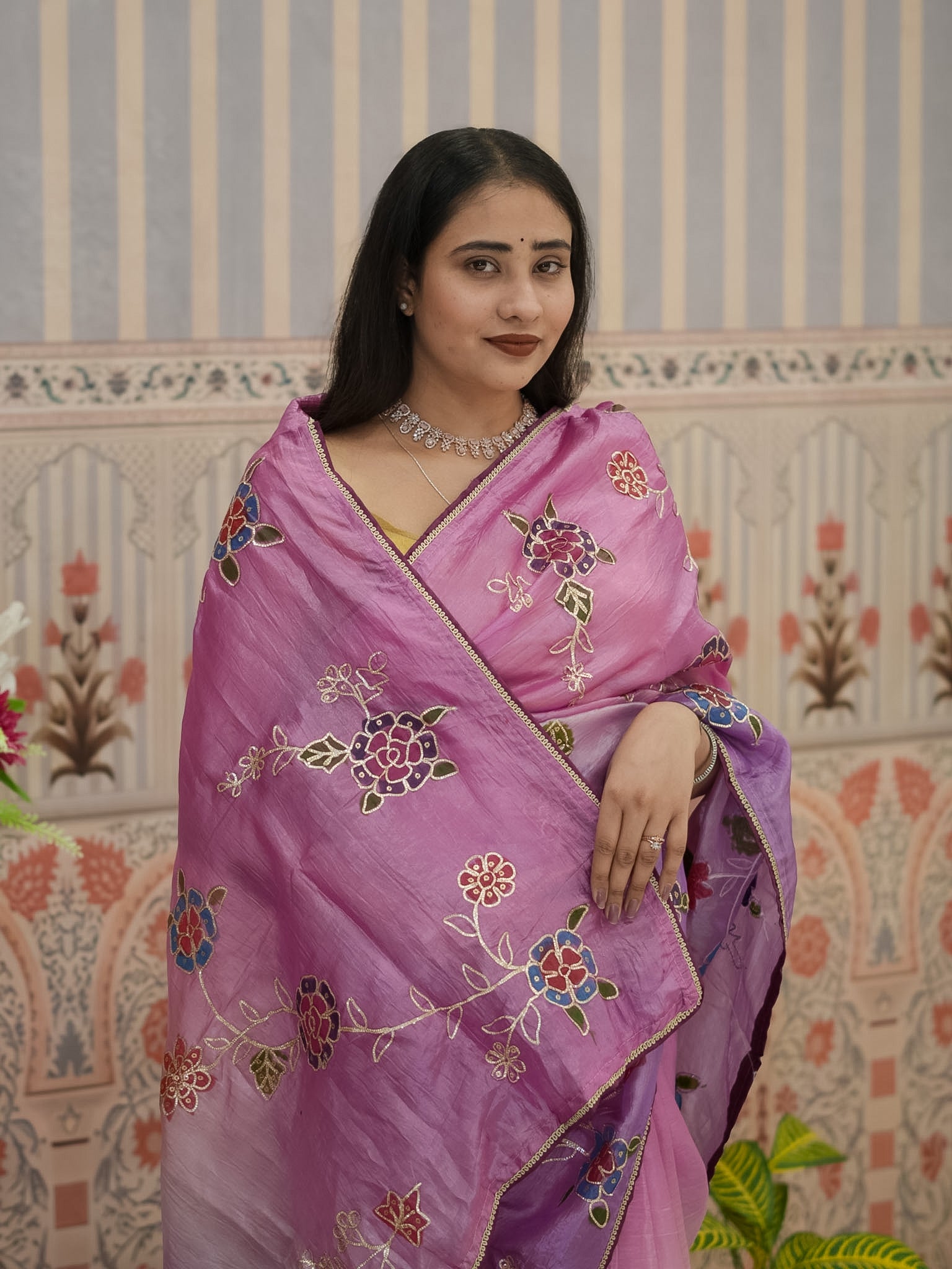 KcPc New Tissue Silk Bollywood Style With Silver Gotapatti Work Saree SWA