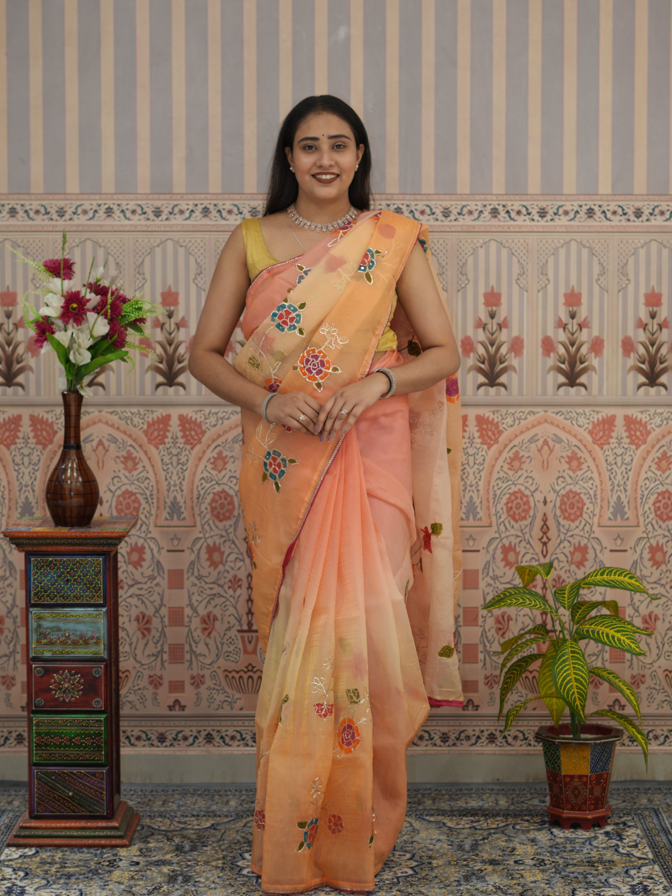 KcPc New Latest Tissue Silk Bollywood Style With Silver Gotapatti Work Saree SWA