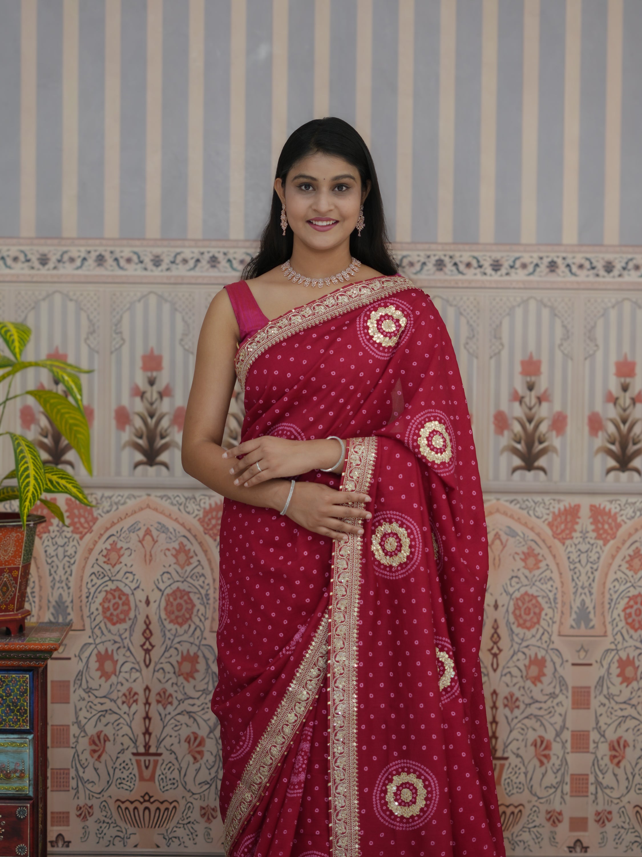 Buy Bandhani Saree With Wedding Wear Kcpc