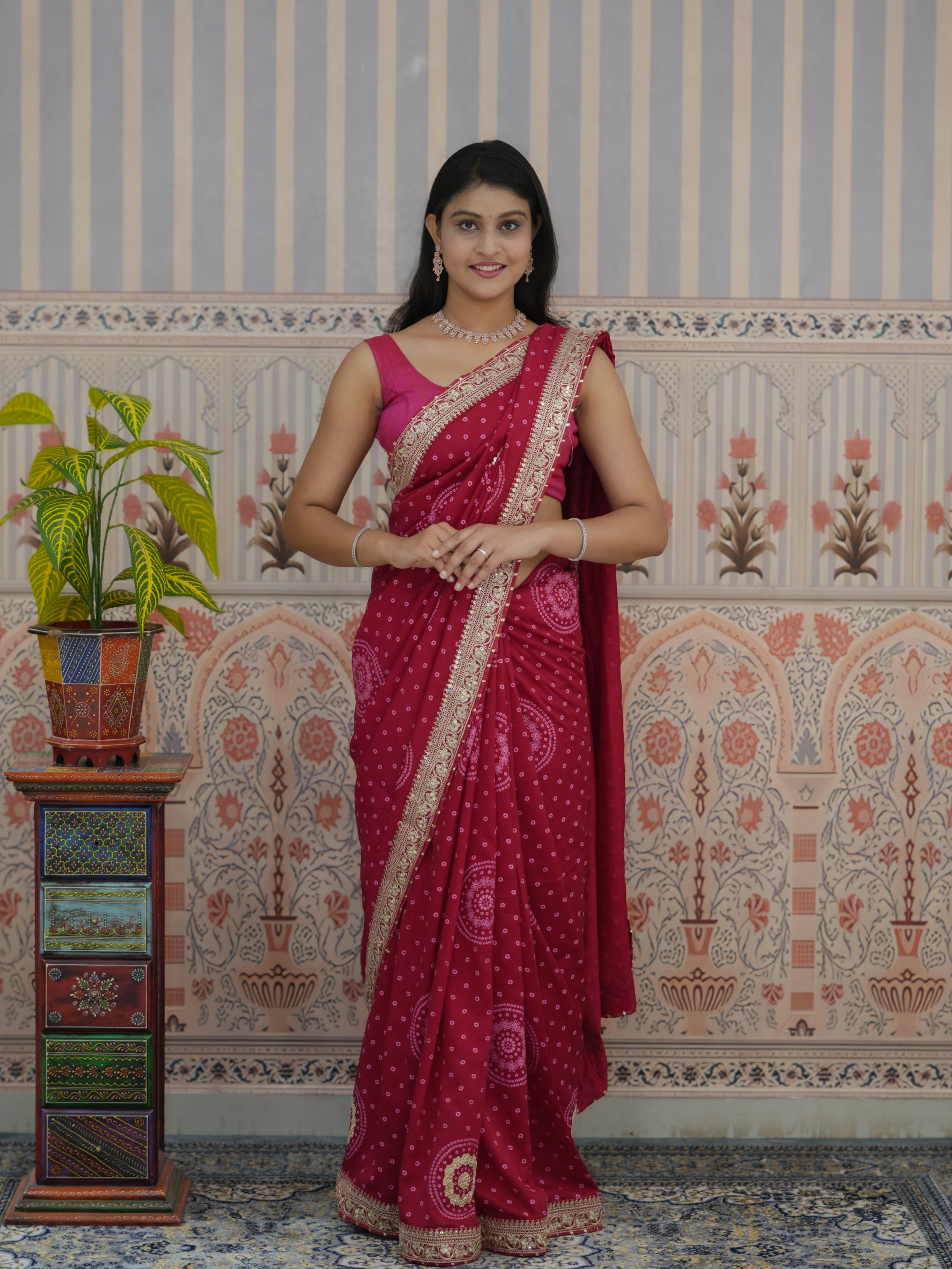 Buy Bandhani Saree With Wedding Wear Kcpc