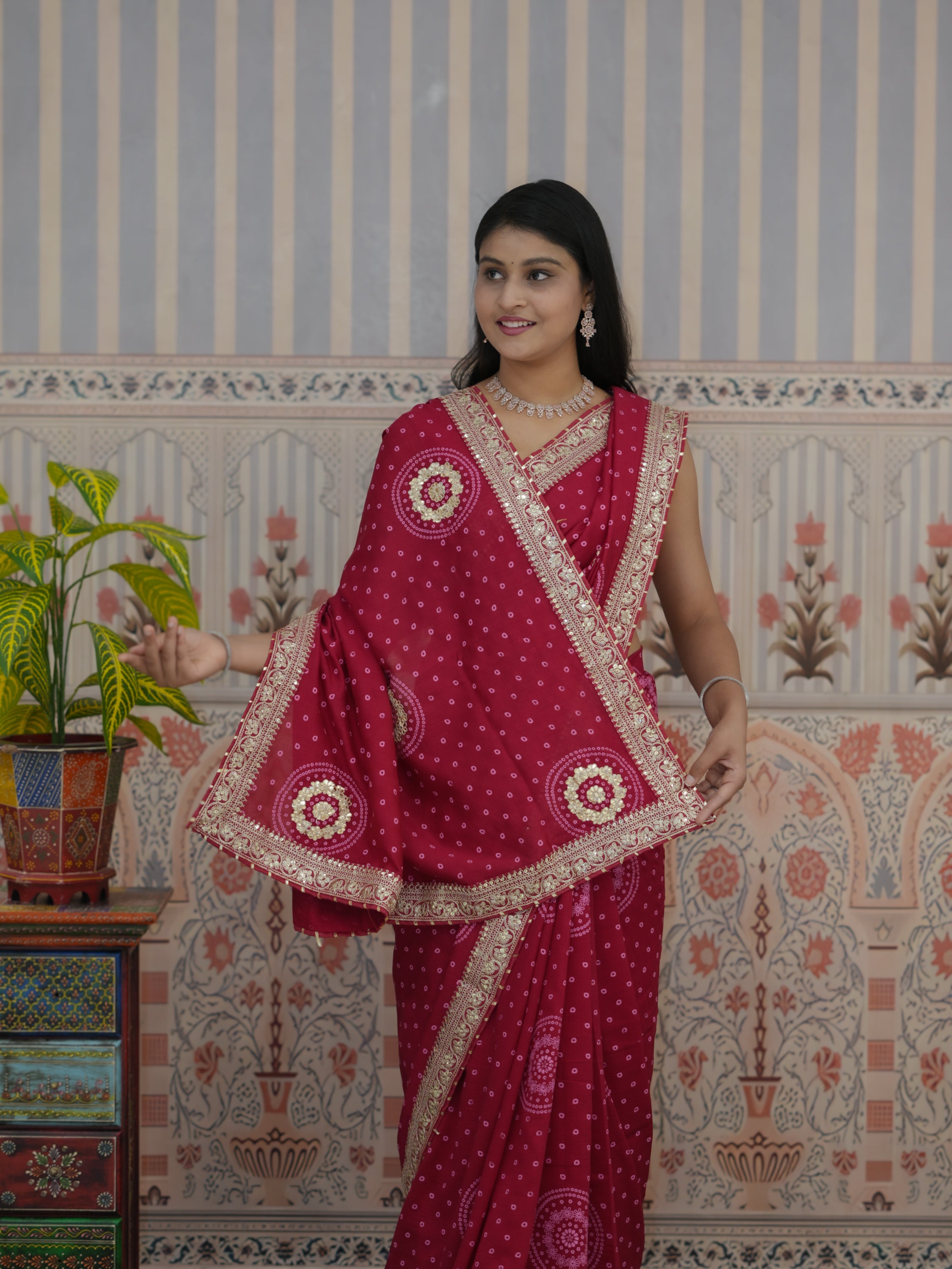 Buy Bandhani Saree With Wedding Wear Kcpc