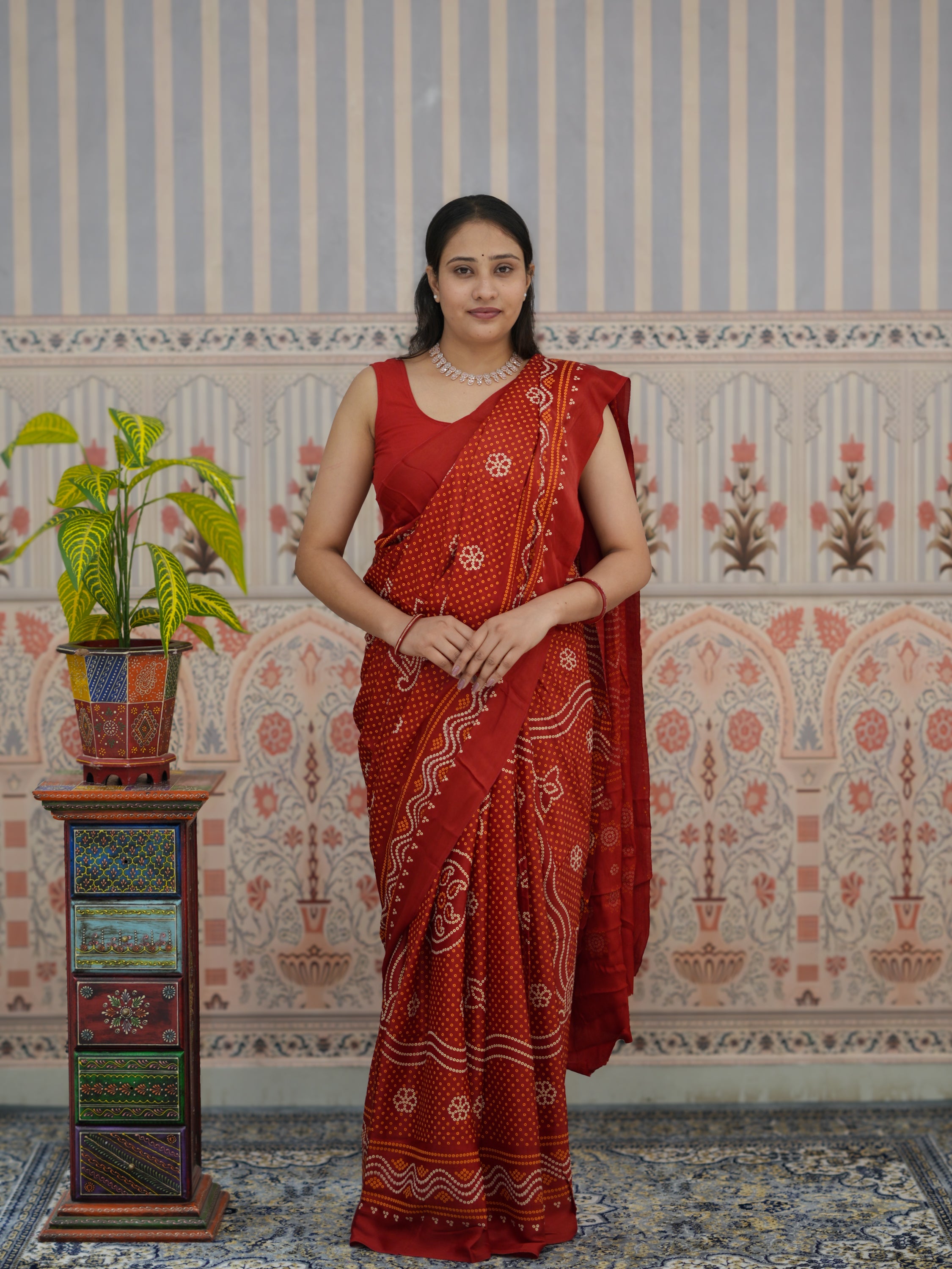 Buy Pure Modal Silk Bandhani Style Saree Kcpc