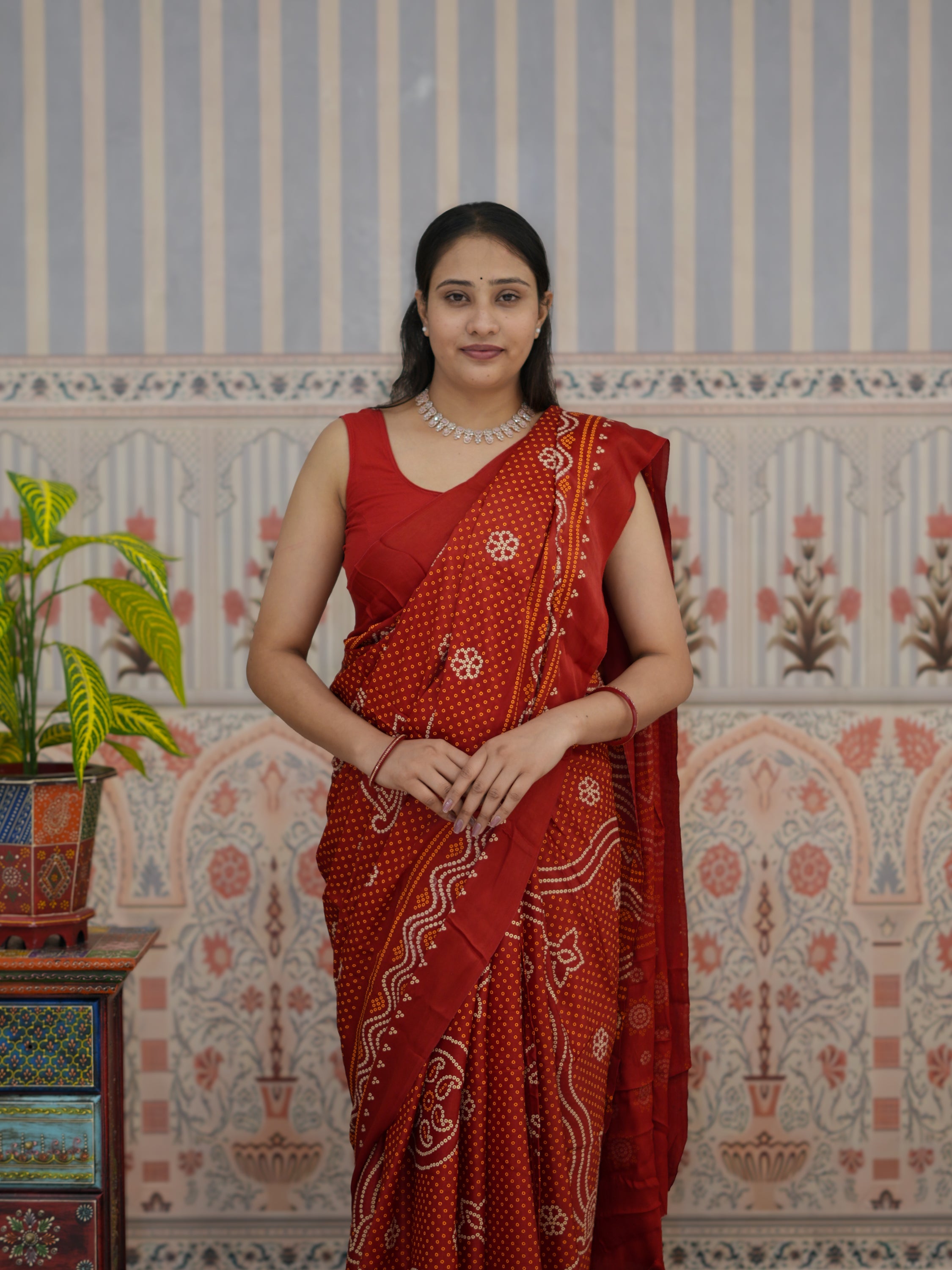 Buy Pure Modal Silk Bandhani Style Saree Kcpc