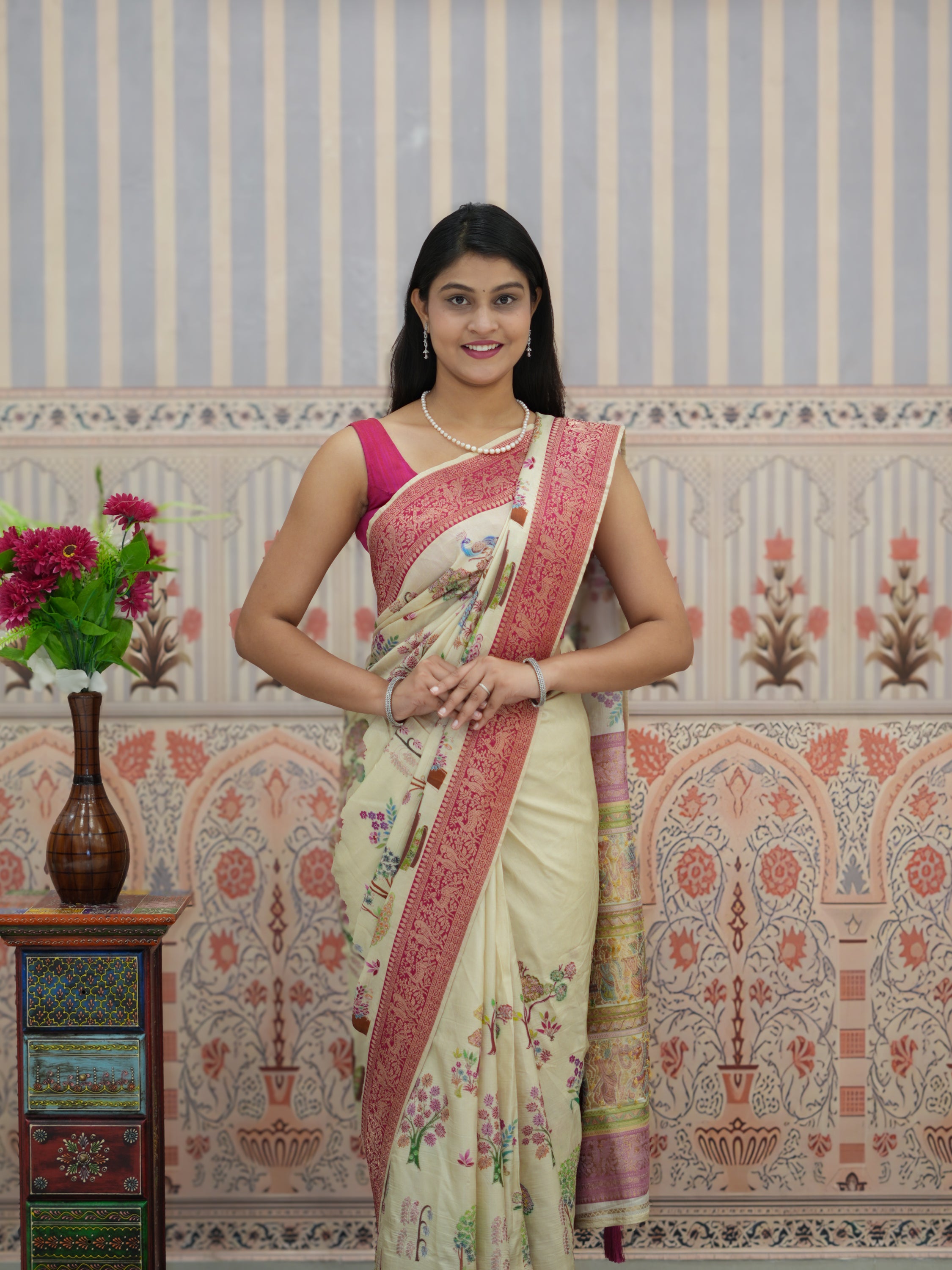 Buy Kalamkari Saree With Embroidery Work Kcpc