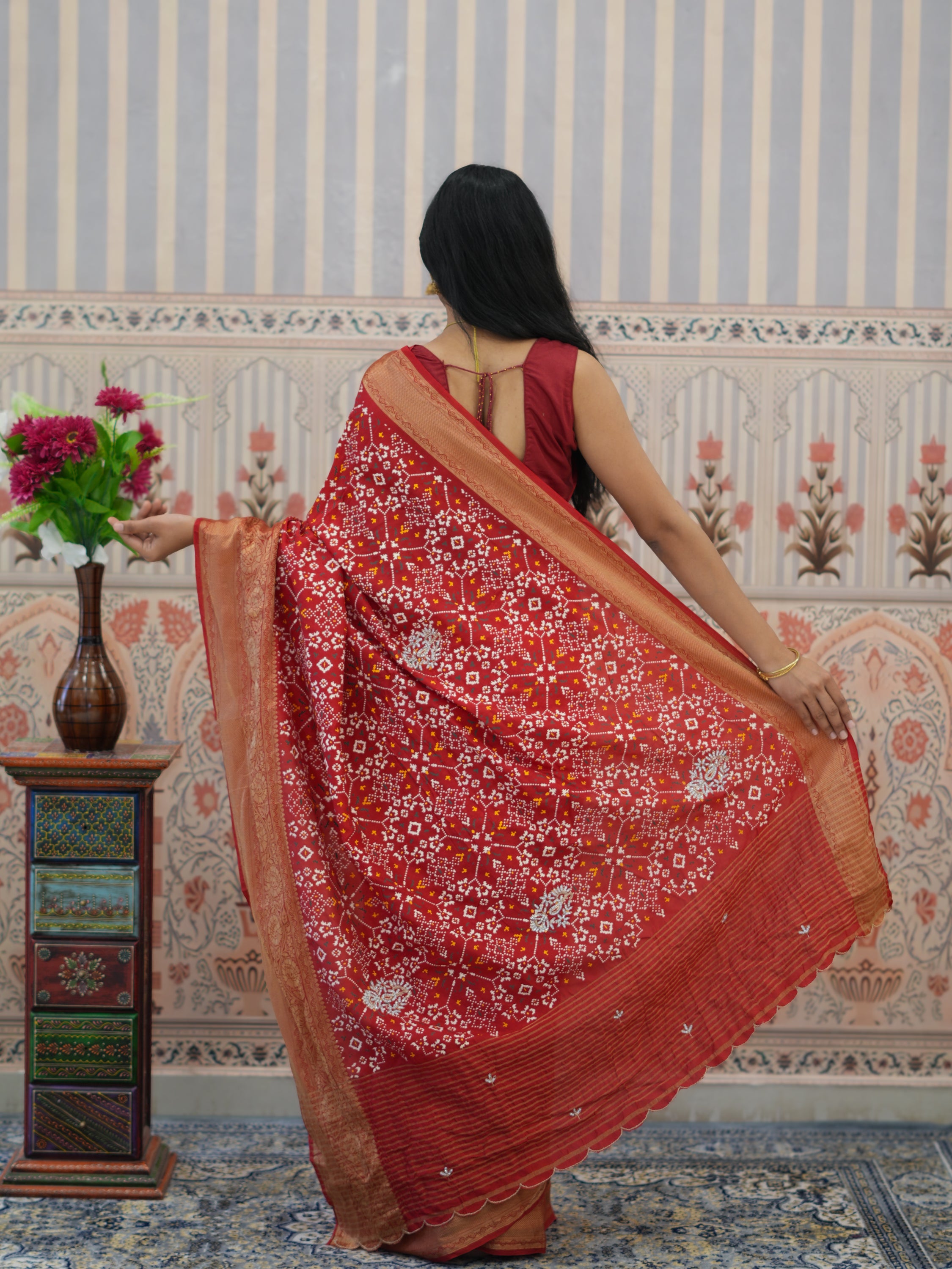 Buy Visco Silk Zardoji Work With Patola Print Style Saree Kcpc