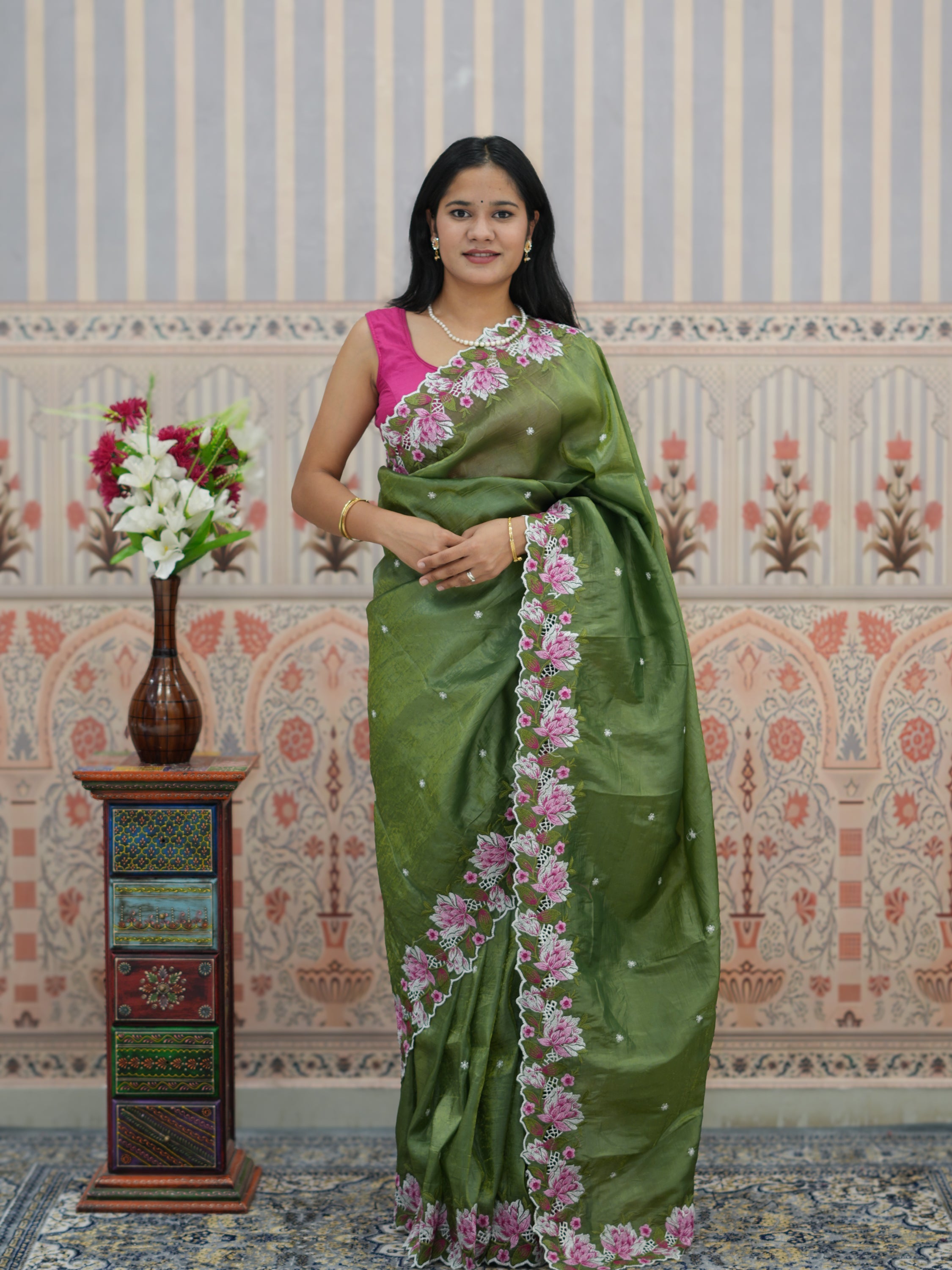 Buy Crush tissue silk Bollywood Style saree Kcpc