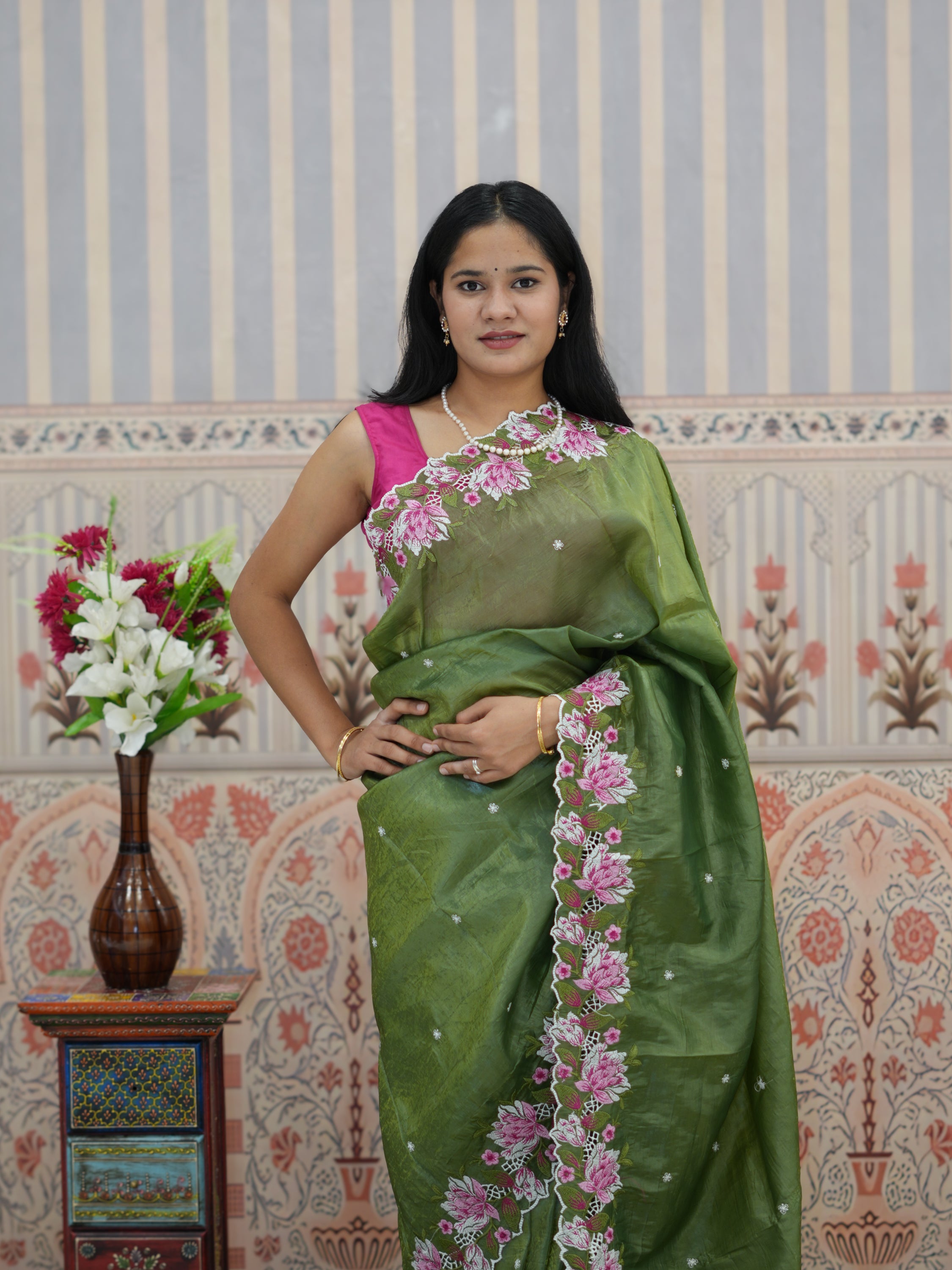 Buy Crush tissue silk Bollywood Style saree Kcpc