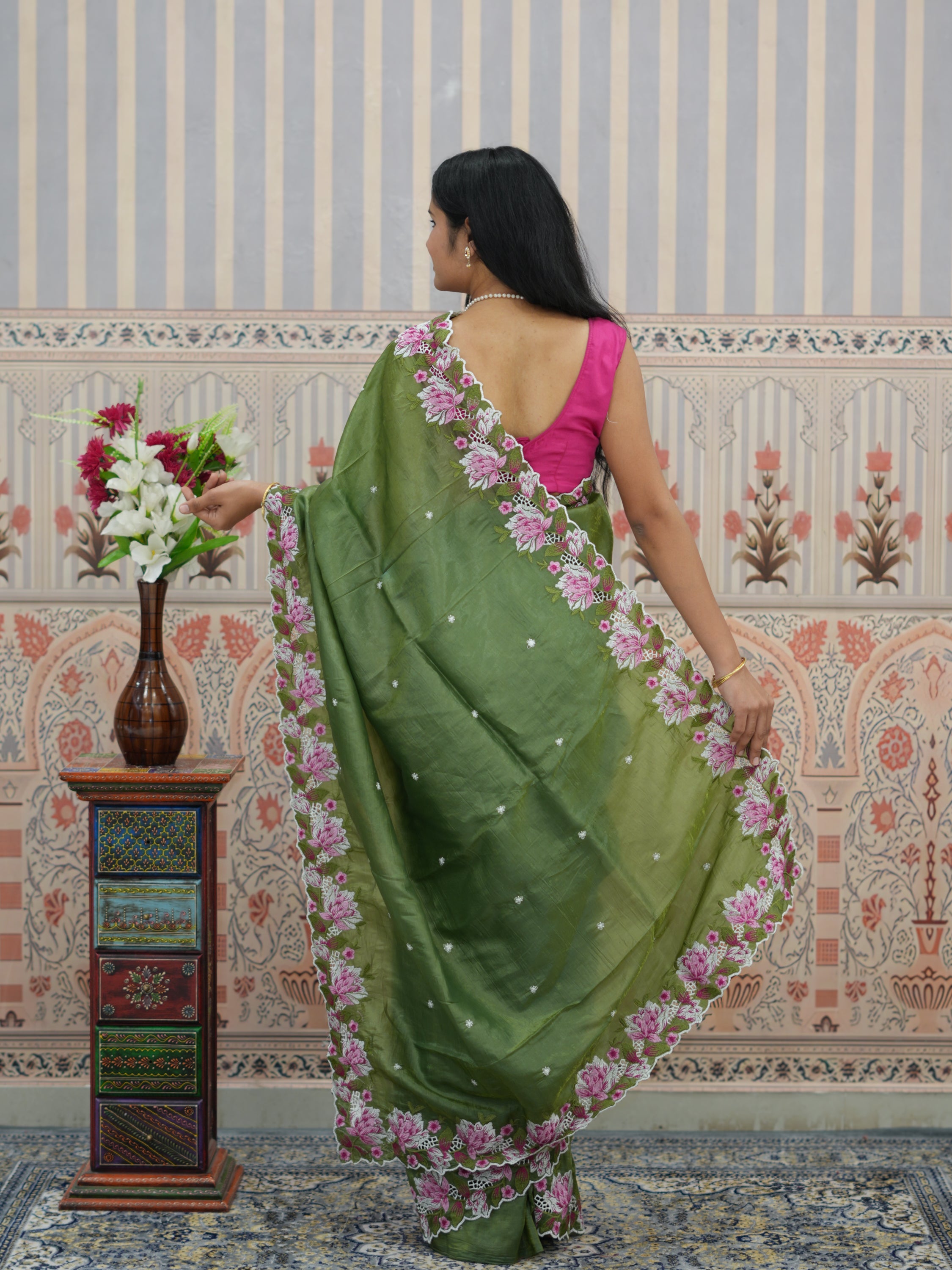 Buy Crush tissue silk Bollywood Style saree Kcpc
