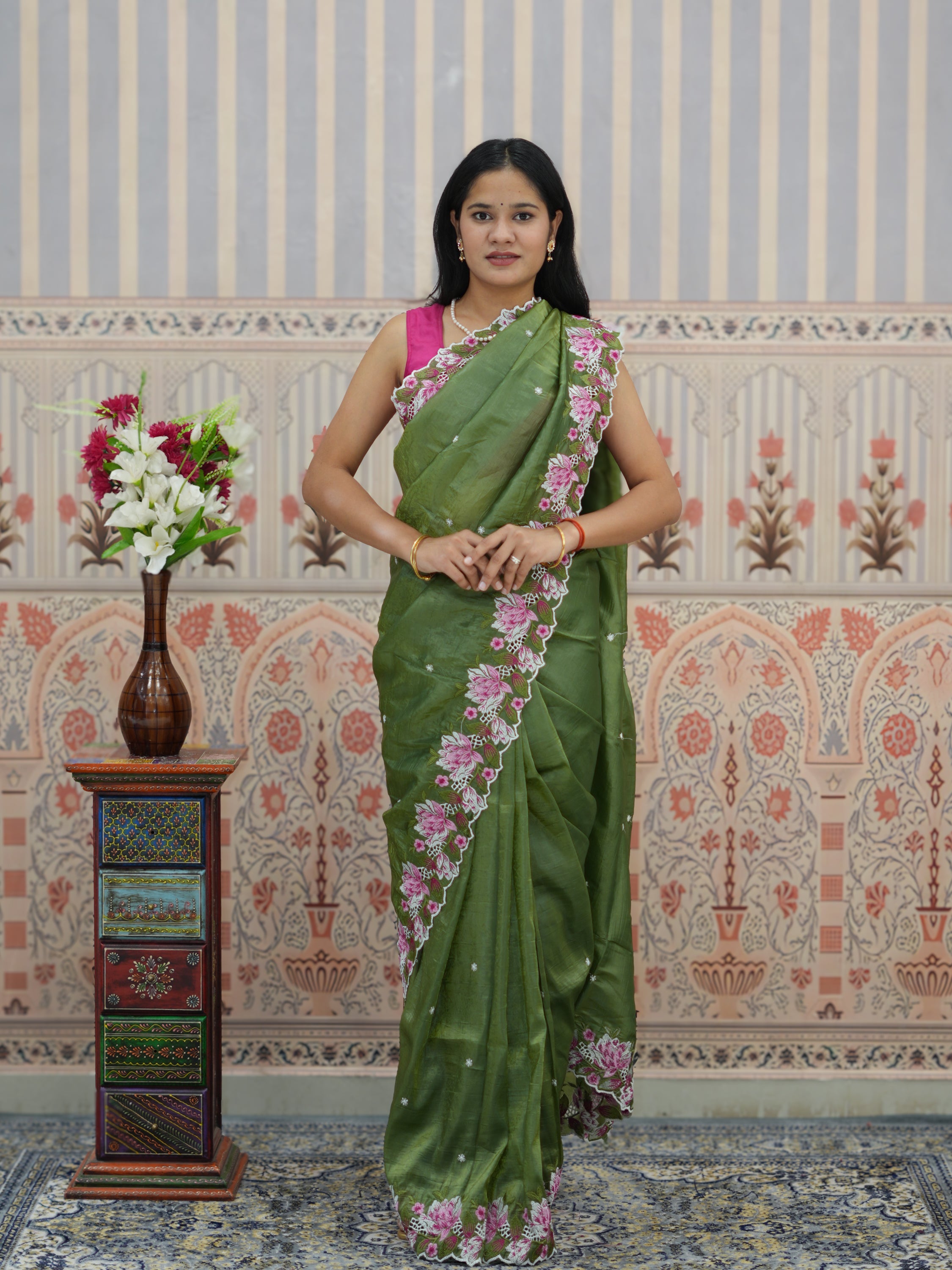 Buy Crush tissue silk Bollywood Style saree Kcpc