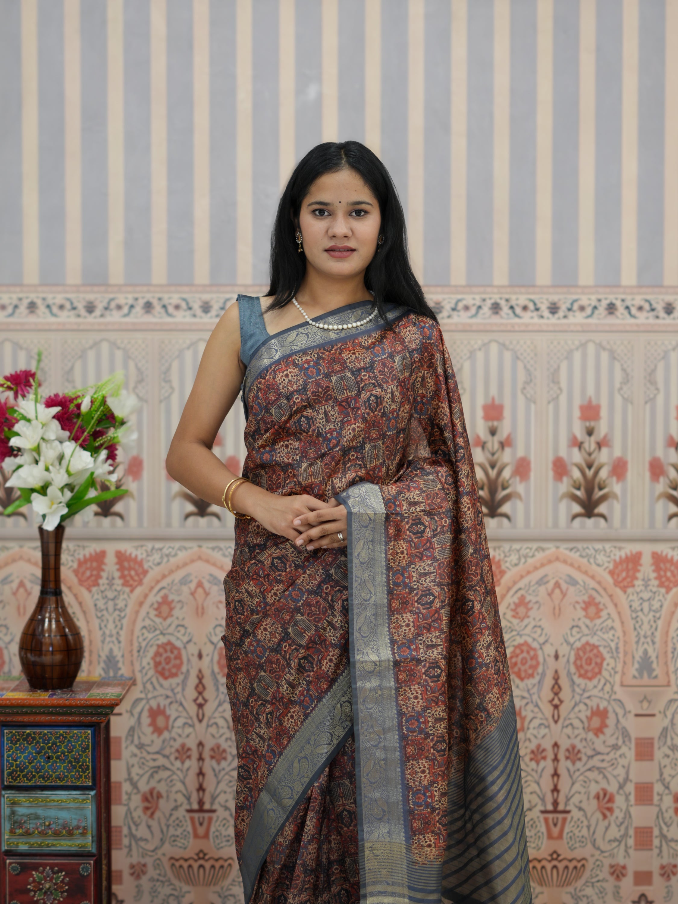 Buy Cotton Silk Printed Style Saree Kcpc