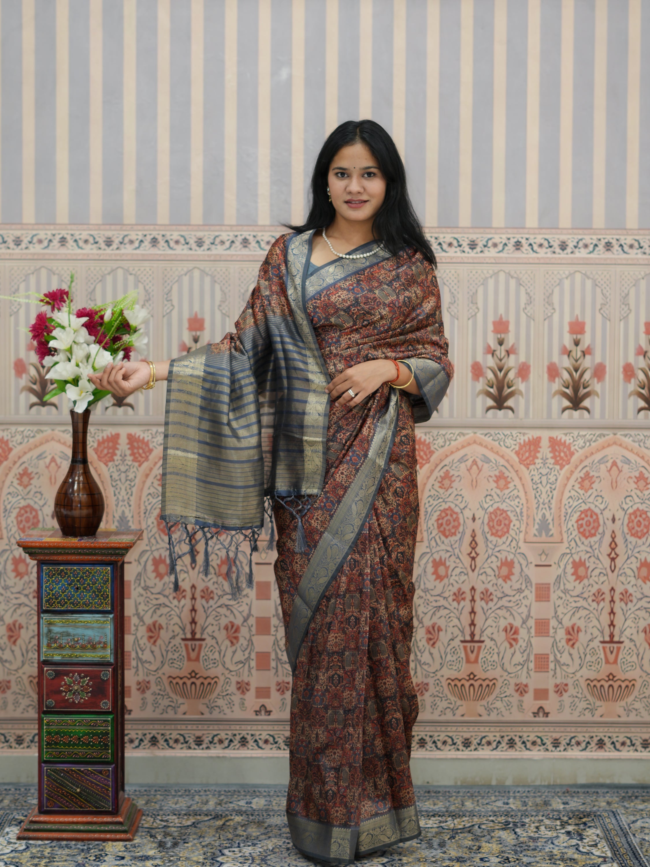 Buy Cotton Silk Printed Style Saree Kcpc