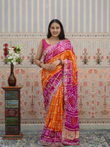 Buy Pure Gaji Silk Gharchola Bandhani Saree Kcpc