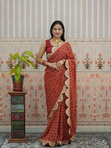 Buy Bandhani Style Georgette Saree with Traditional Wear Kcpc