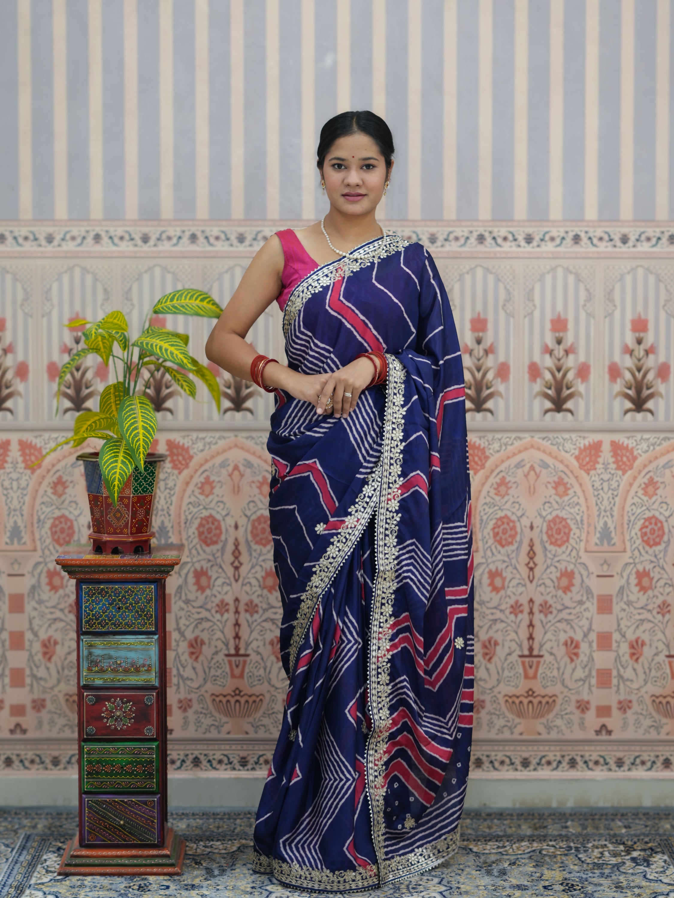 Buy H O Silk With Gotapatti Work Saree Kcpc