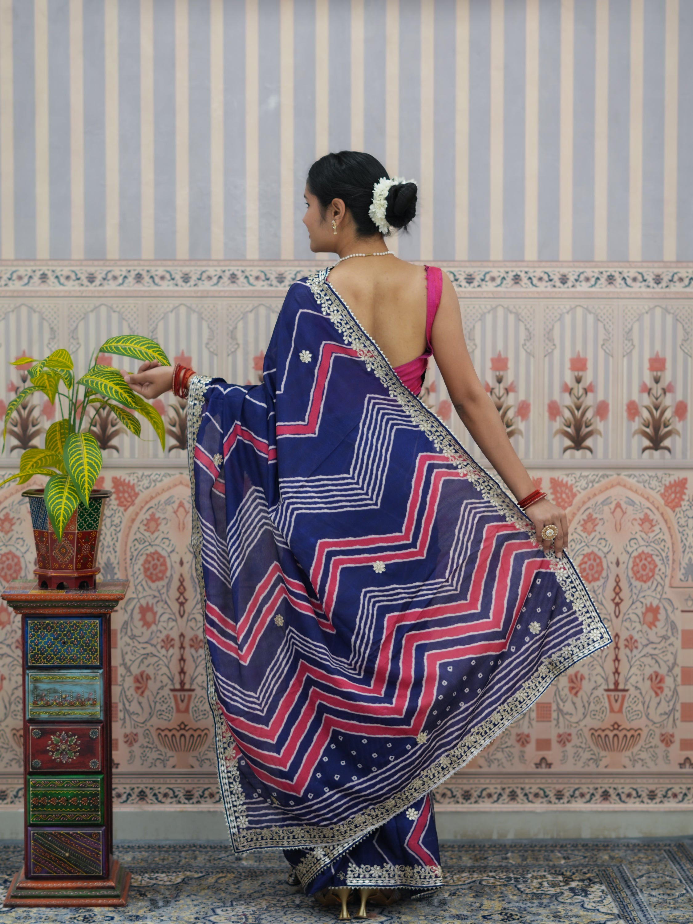 Buy H O Silk With Gotapatti Work Saree Kcpc