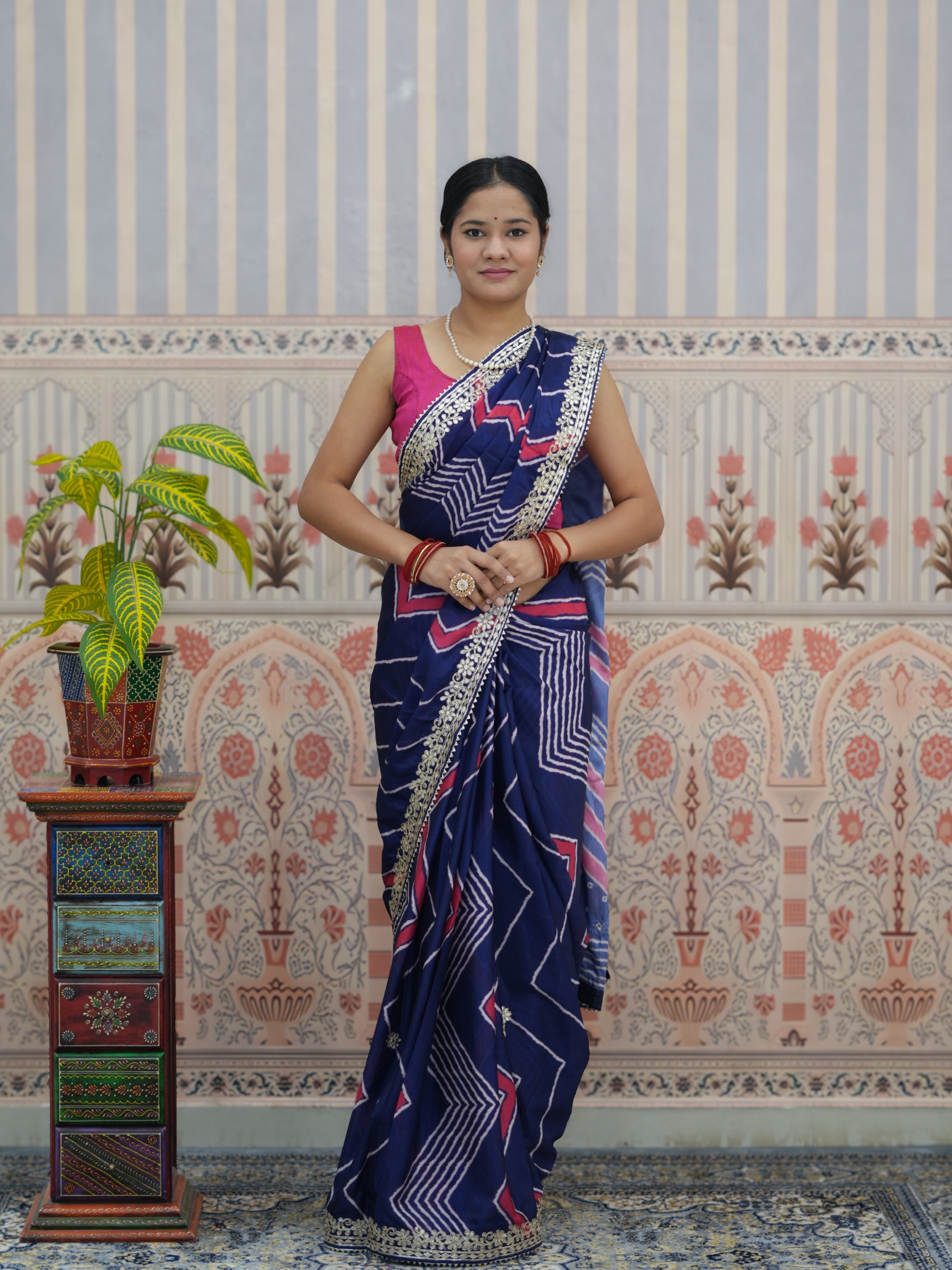 Buy H O Silk With Gotapatti Work Saree Kcpc