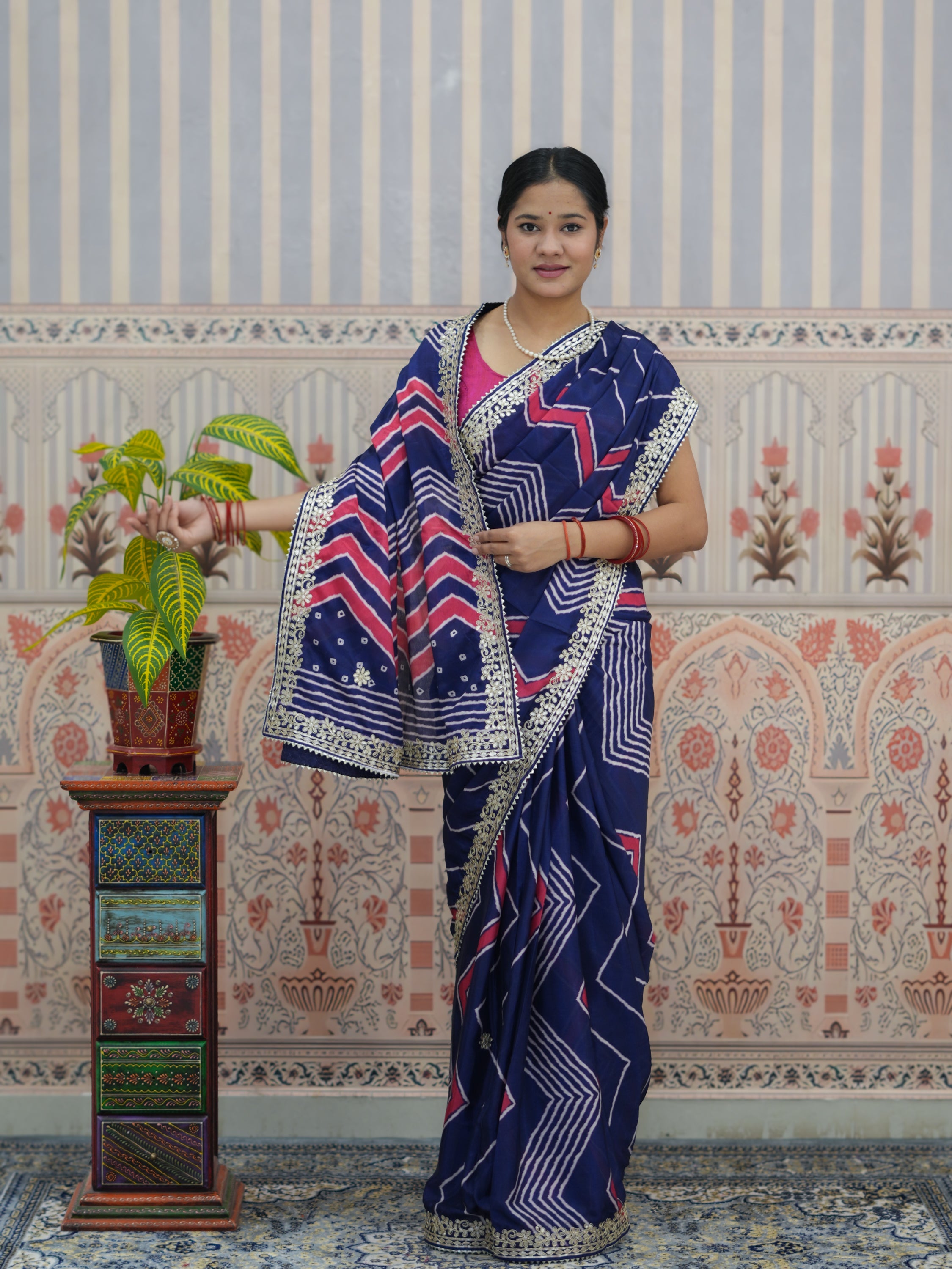 Buy H O Silk With Gotapatti Work Saree Kcpc