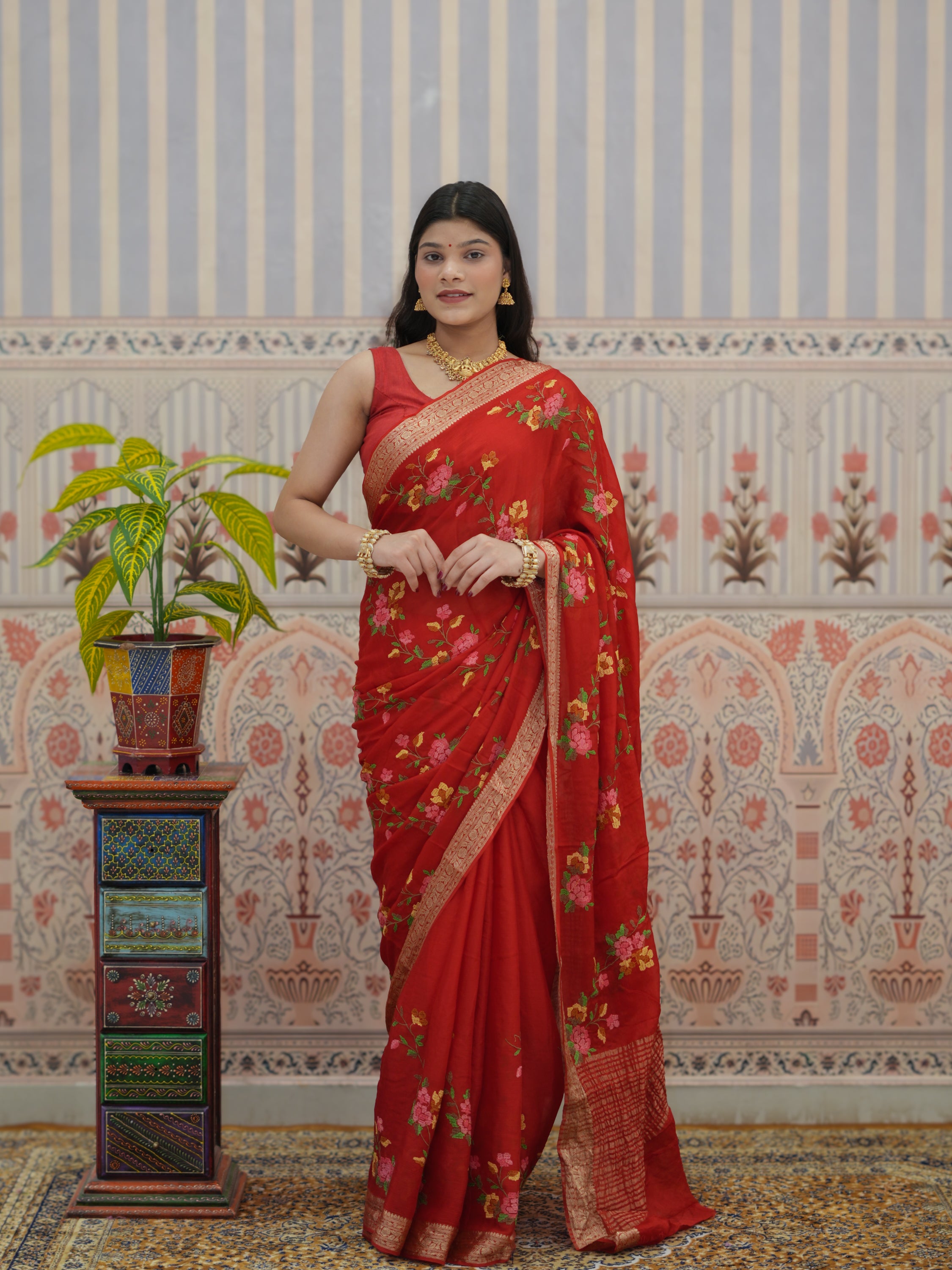 Buy Zari border Saree With Festive Wear Kcpc