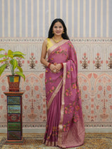 Buy Chinon Silk Saree With Festive Wear Kcpc