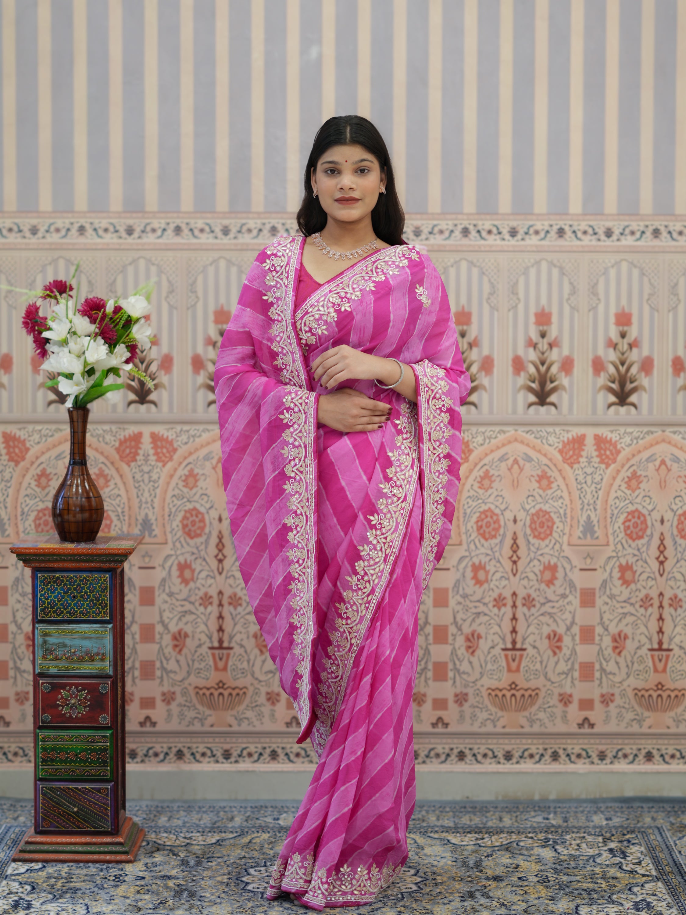 Buy Upada Silk With Leheriya Style Saree Kcpc