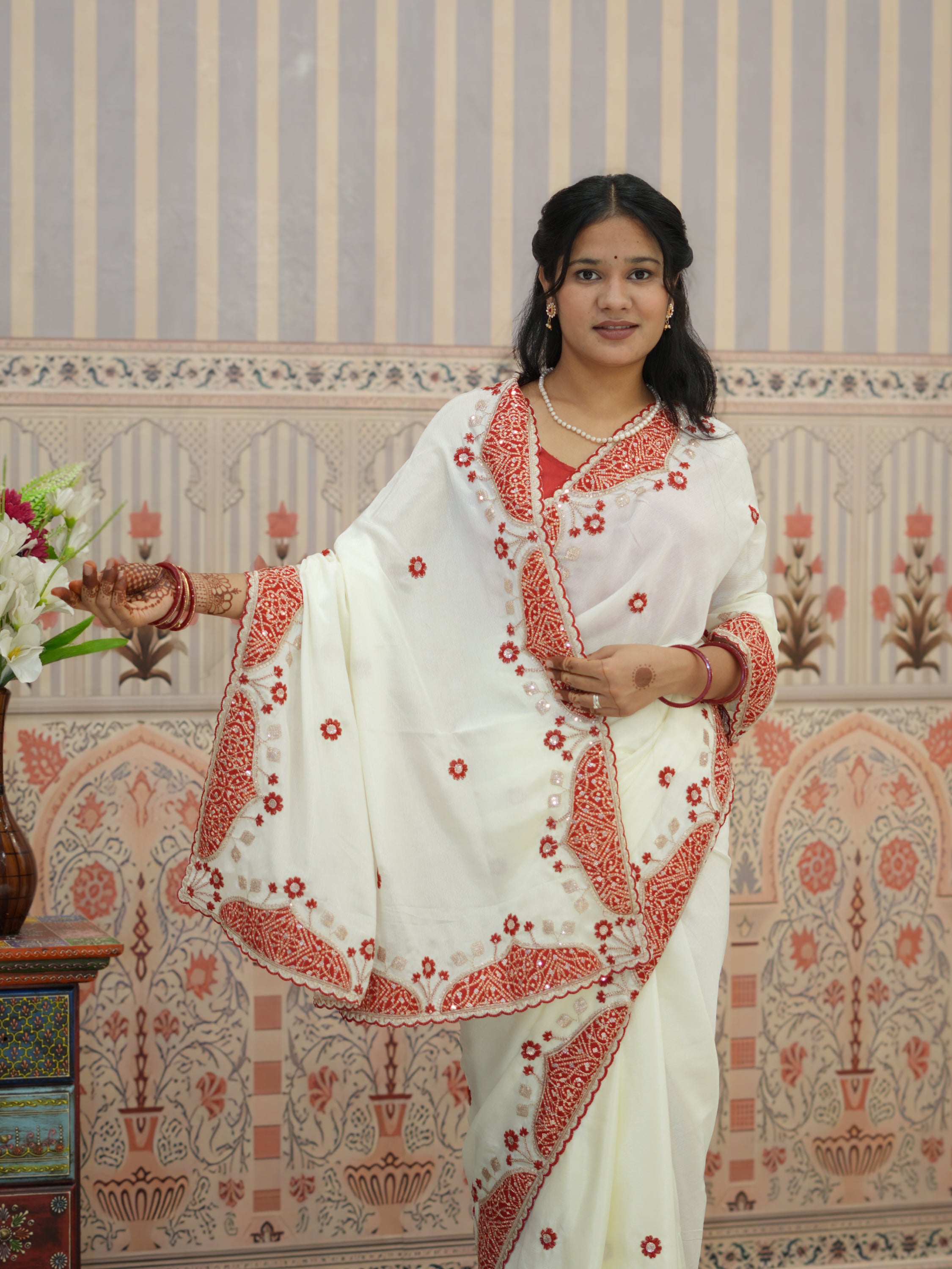 KcPc Festive Special Crepe Silk Designer Saree with Tari Work SWA