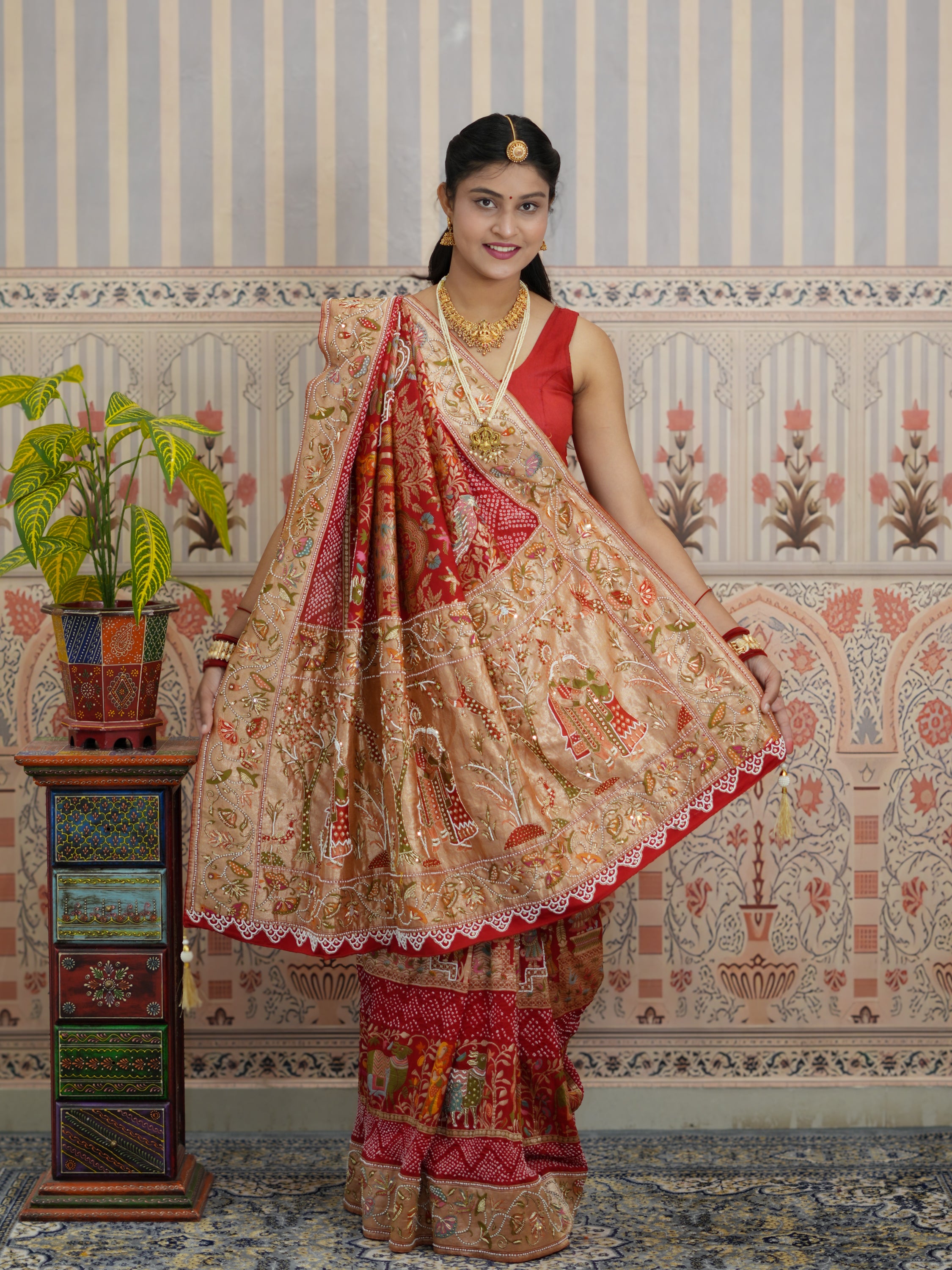 Buy Khaddi Georgette Kalamkari Style Saree Kcpc