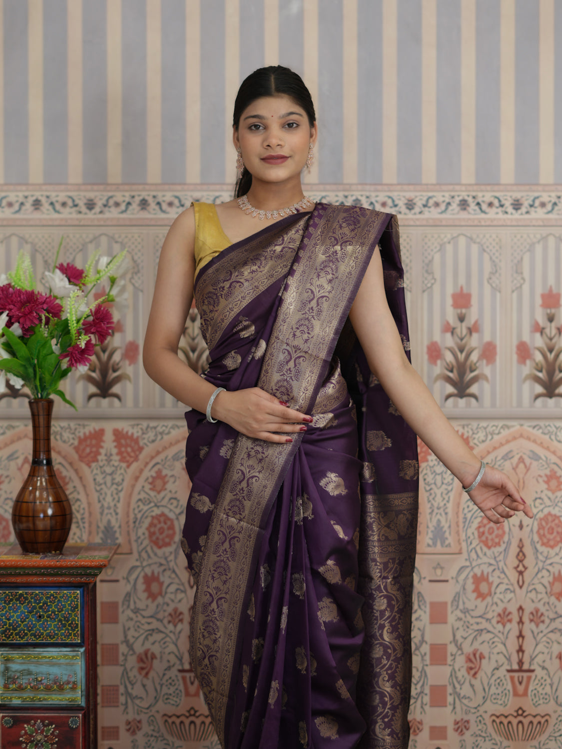 Buy Banarasi Style With Zari Border Work Saree
