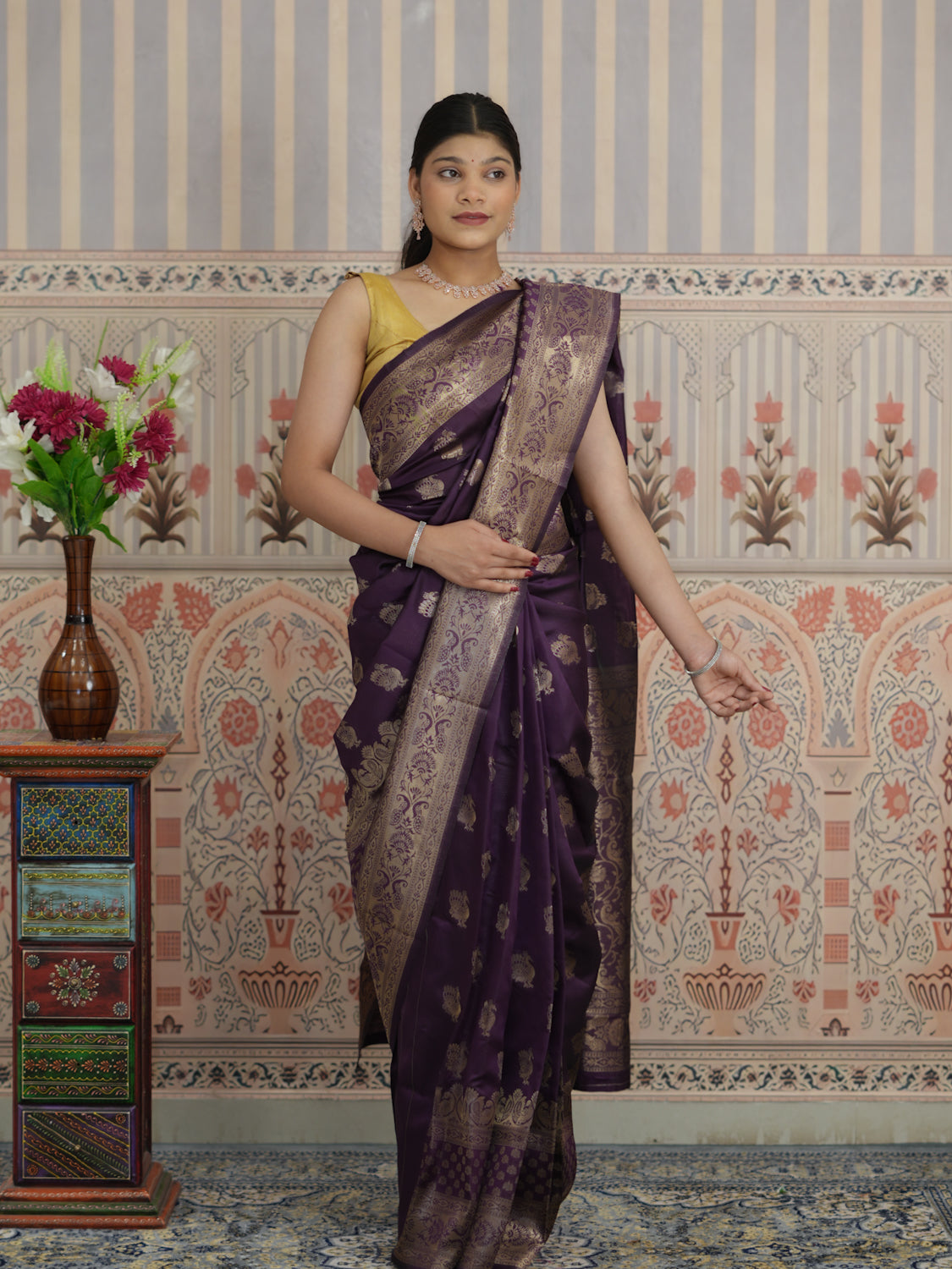 Buy Banarasi Style With Zari Border Work Saree