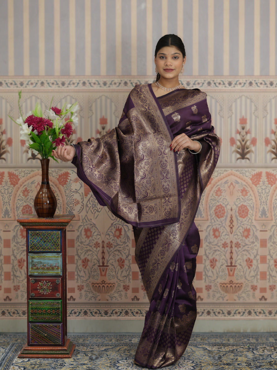 Buy Banarasi Style With Zari Border Work Saree