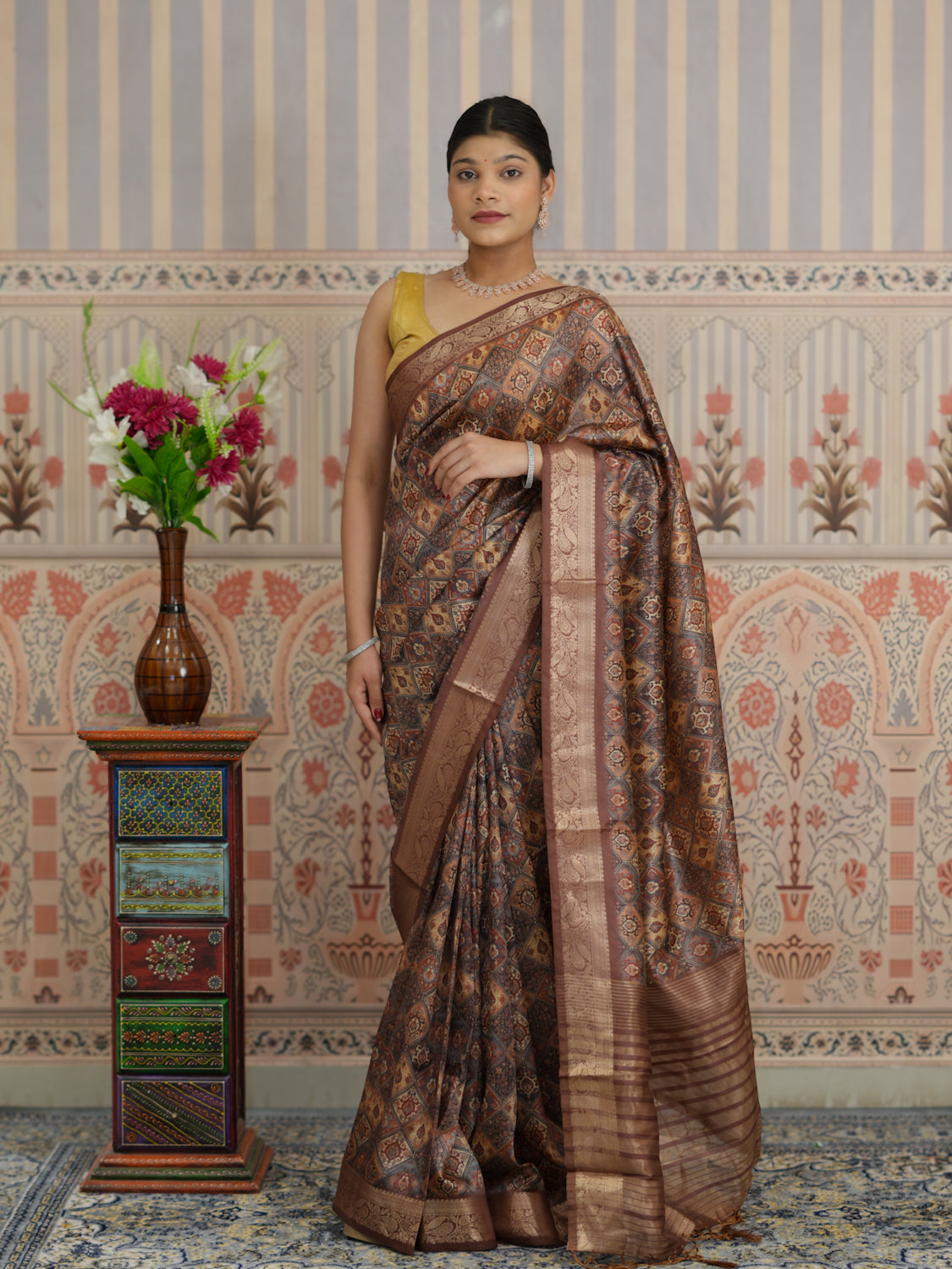 Buy Printed Saree With Festive Wear