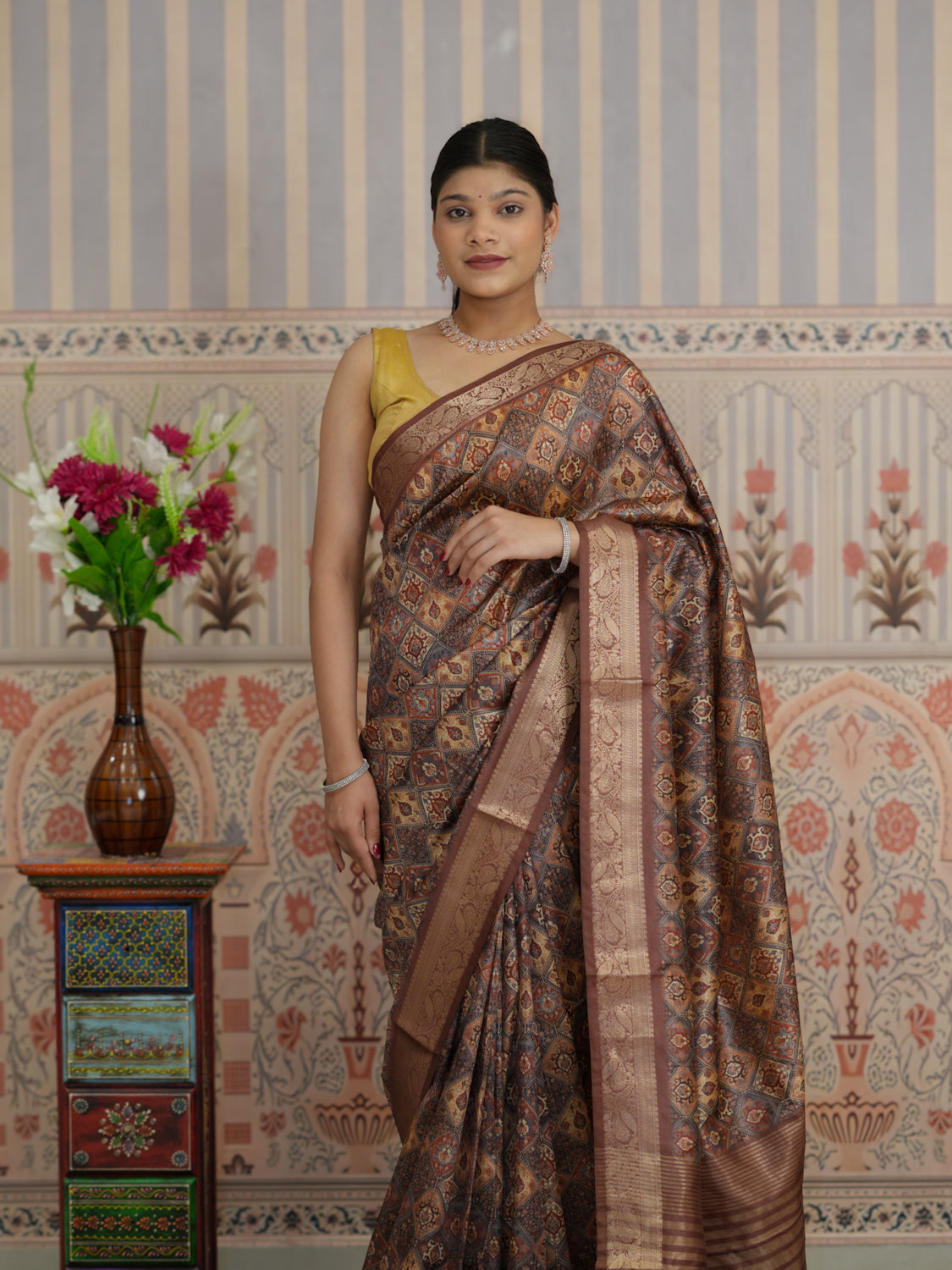 Buy Printed Saree With Festive Wear