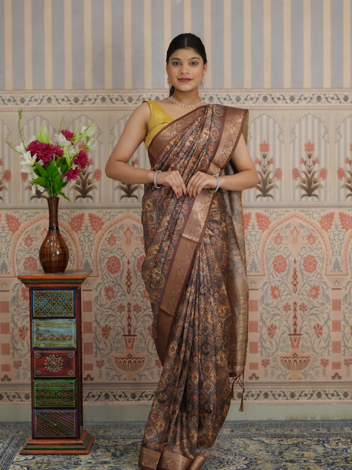 Buy Printed Saree With Festive Wear