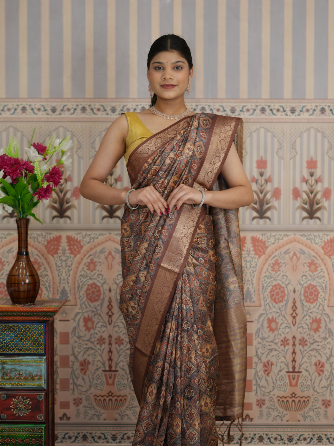 Buy Printed Saree With Festive Wear