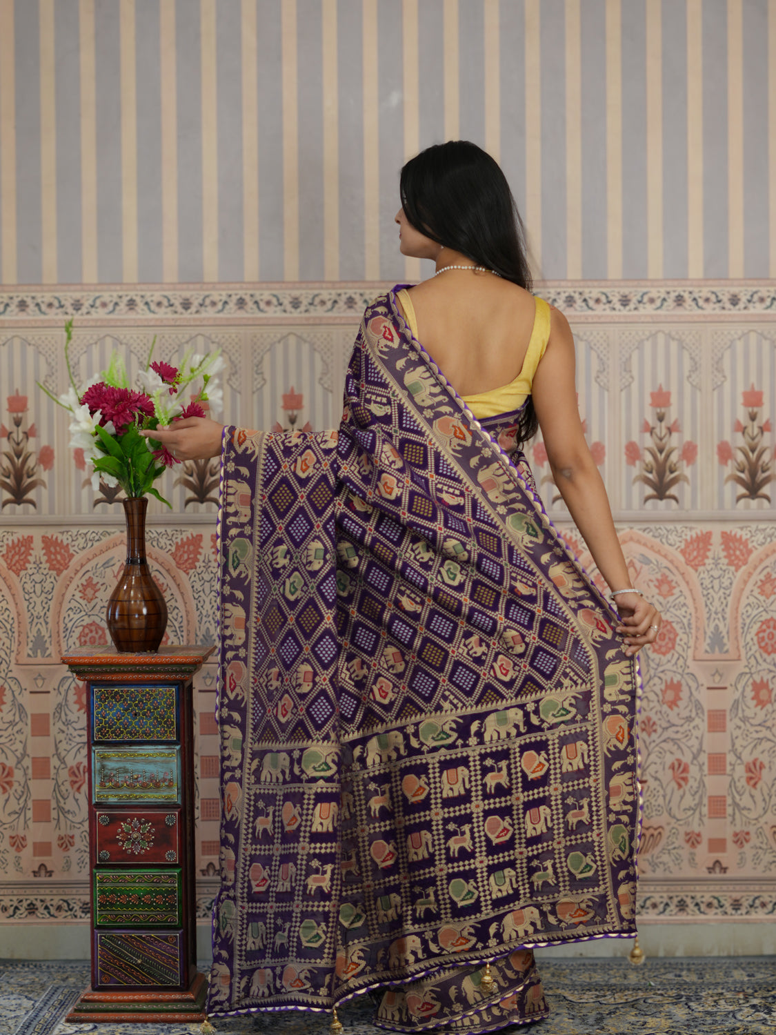 Buy Bandhani Style Saree with Festive Wear