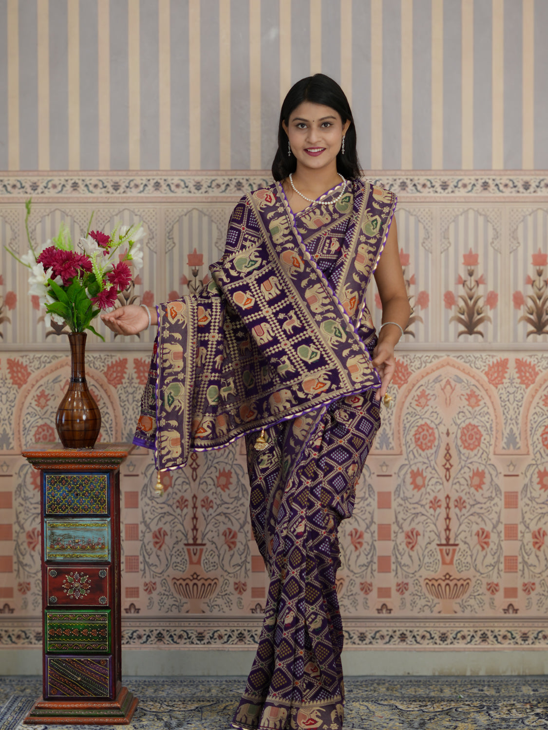 Buy Bandhani Style Saree with Festive Wear