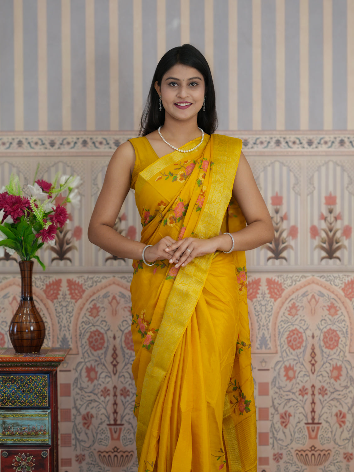 Buy Zari border Saree With Festive Wear