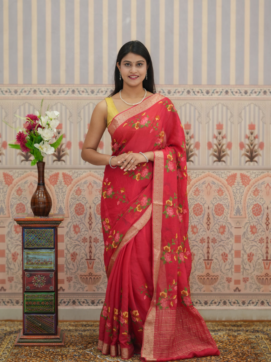 Buy Zari border Saree With Festive Wear