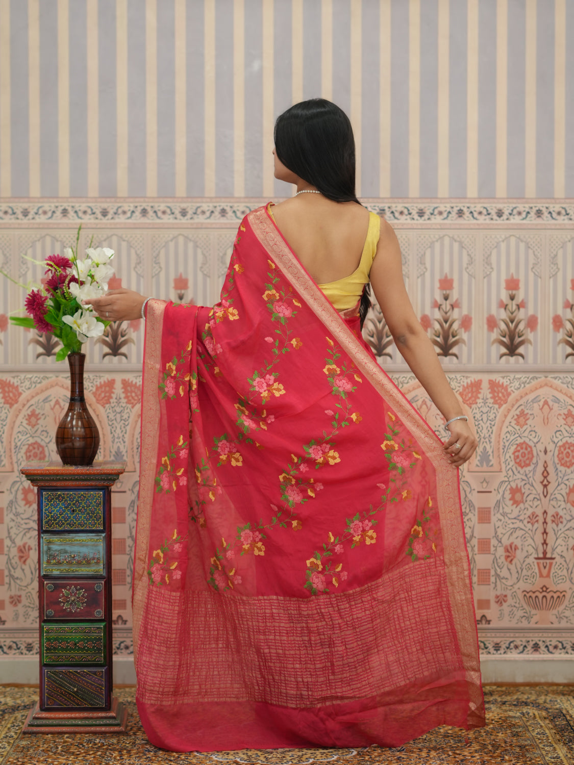 Buy Zari border Saree With Festive Wear