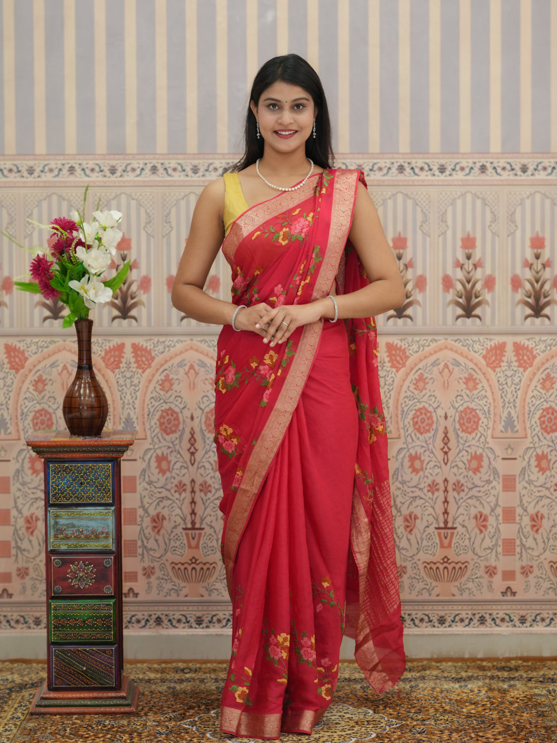 Buy Zari border Saree With Festive Wear