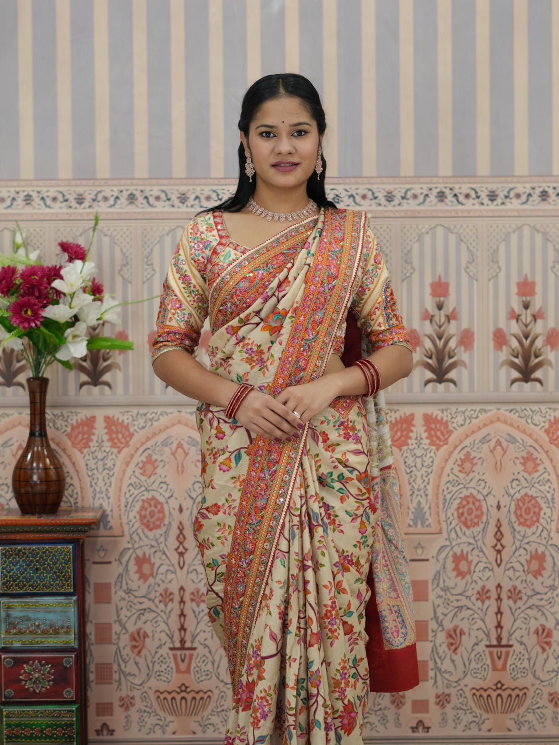 Buy Traditional Wear Silk Saree with Designer Print Kcpc