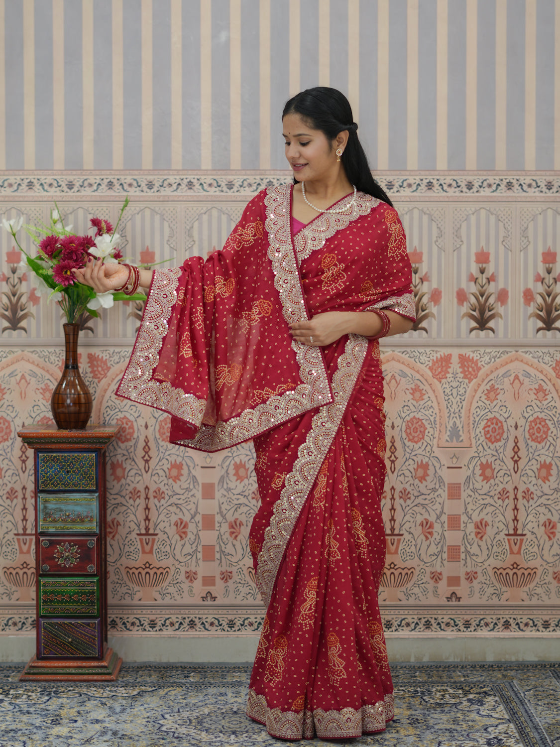 Buy Festive Special Dola Silk Bandhani Saree Kcpc