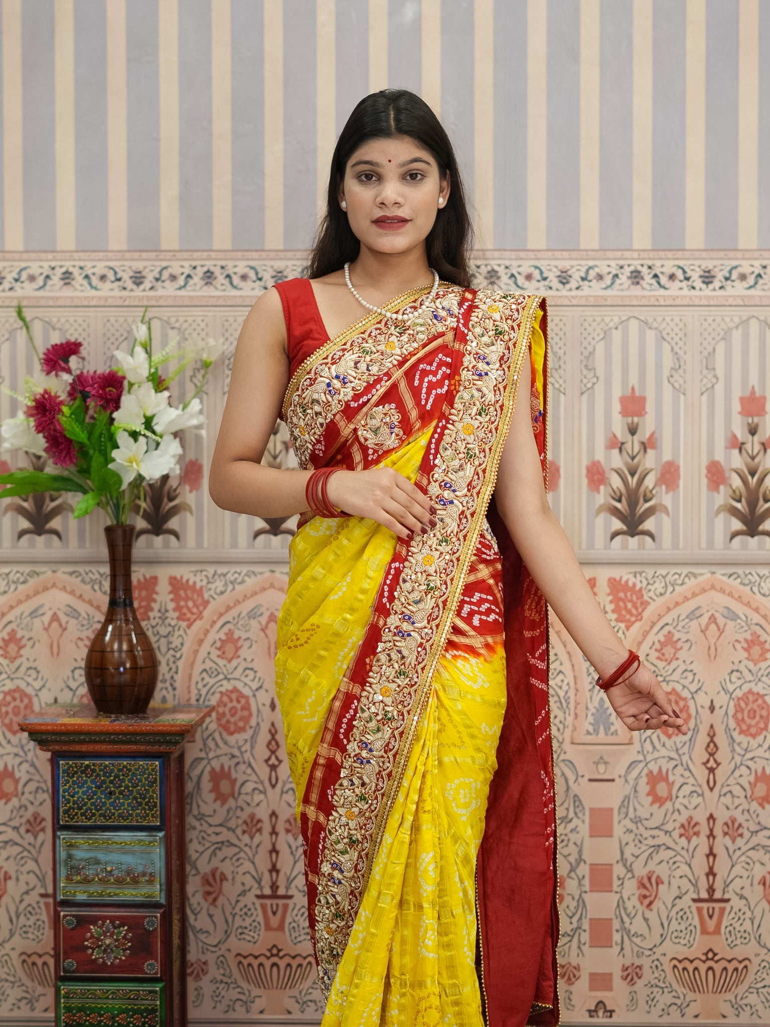 Buy Gaji Silk Bandhani Style With Traditional Wear KcPc