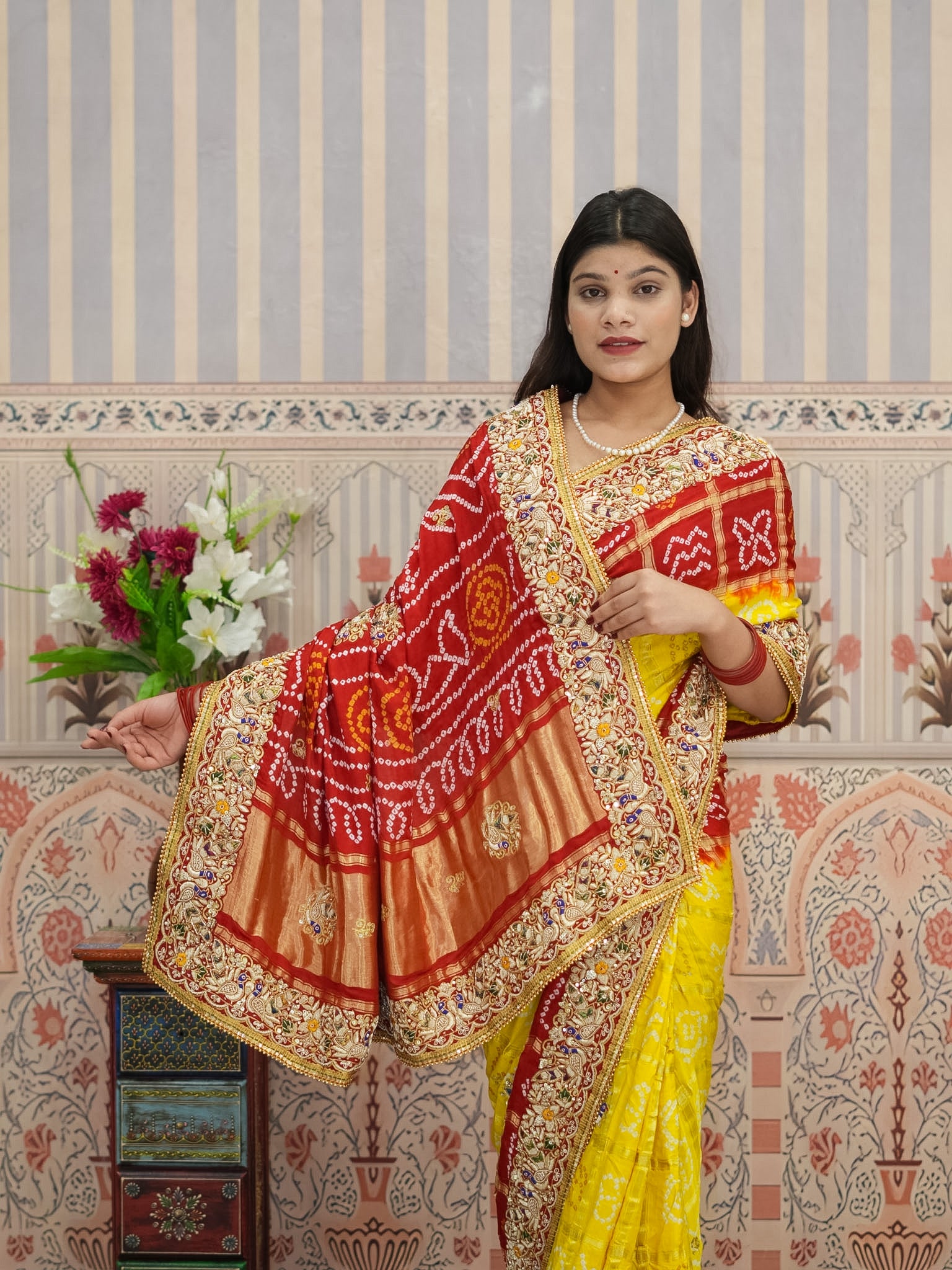 Buy Gaji Silk Bandhani Style With Traditional Wear KcPc